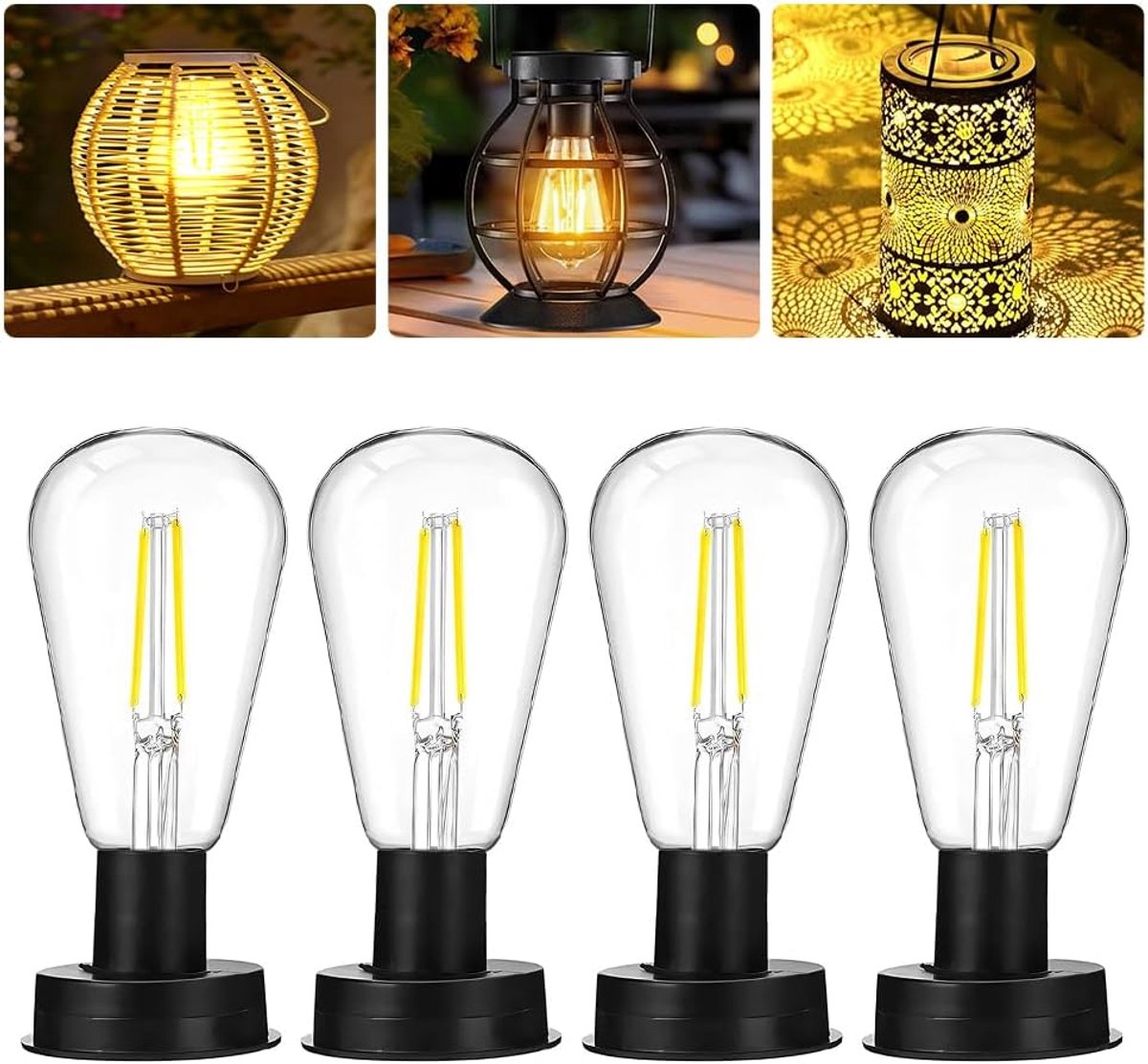 Gloeilampen op zonne-energie - Reserveonderdelen lampen - Tuinverlichting buiten - Intelligente inductie - 4 stuks 7 cm - Helder