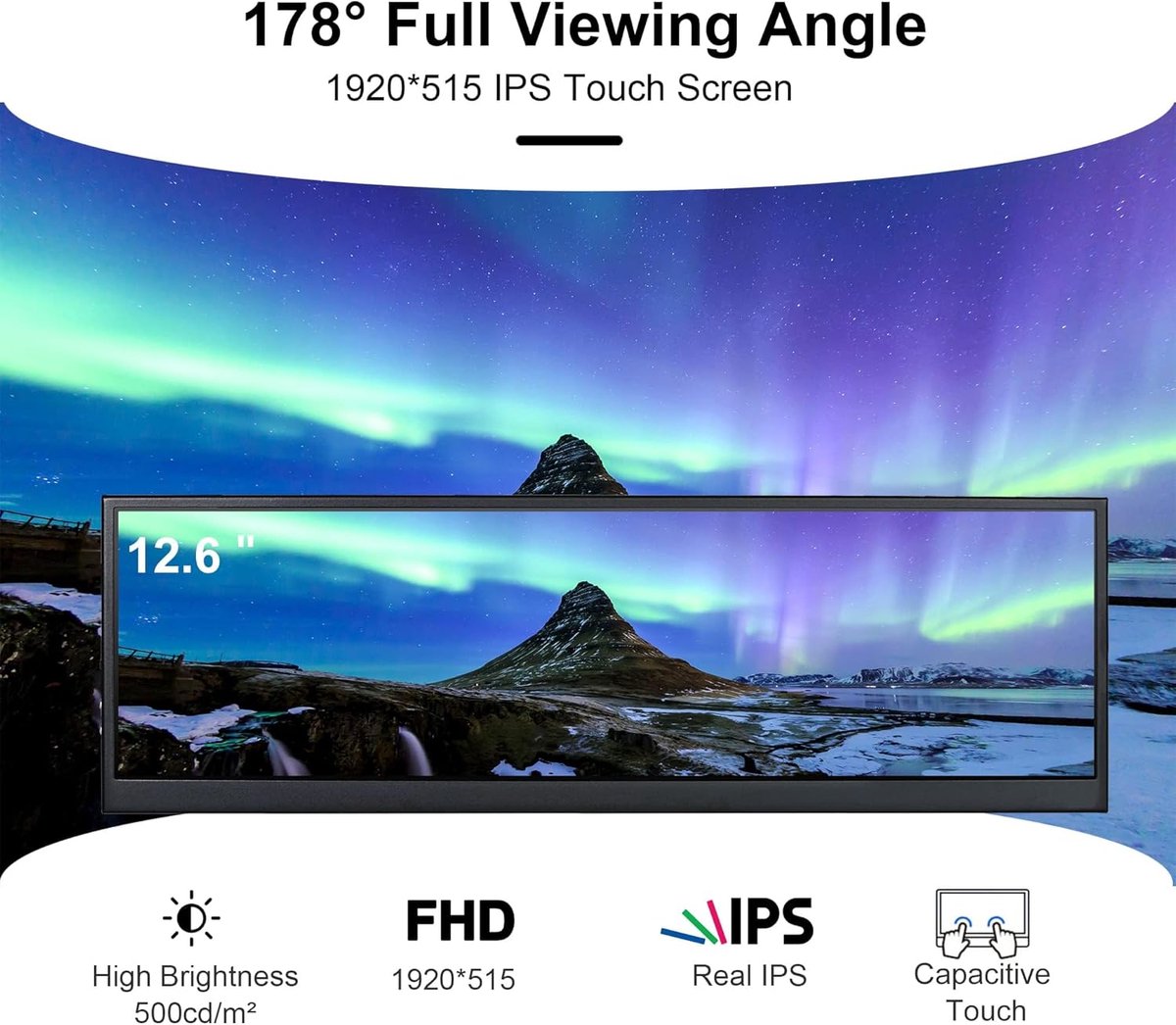 Touch Monitor - Uitbreidingsscherm Extra Display - Werk Efficiëntie - FHD IPS Paneel - 126 inch - Zwart