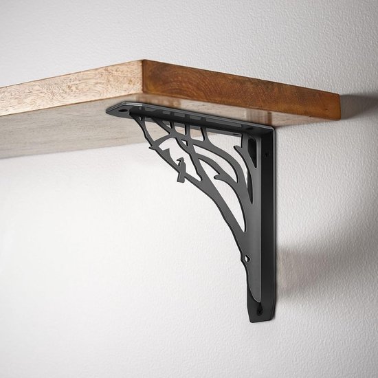 Zware Wandbeugels voor Drijvende Planken, Decoratieve Metalen Steunbeugels, Triangulaire Hoeksteunen (Wit, 20.5 cm, Boomstijl) - 2 Stuks — afbeelding 4