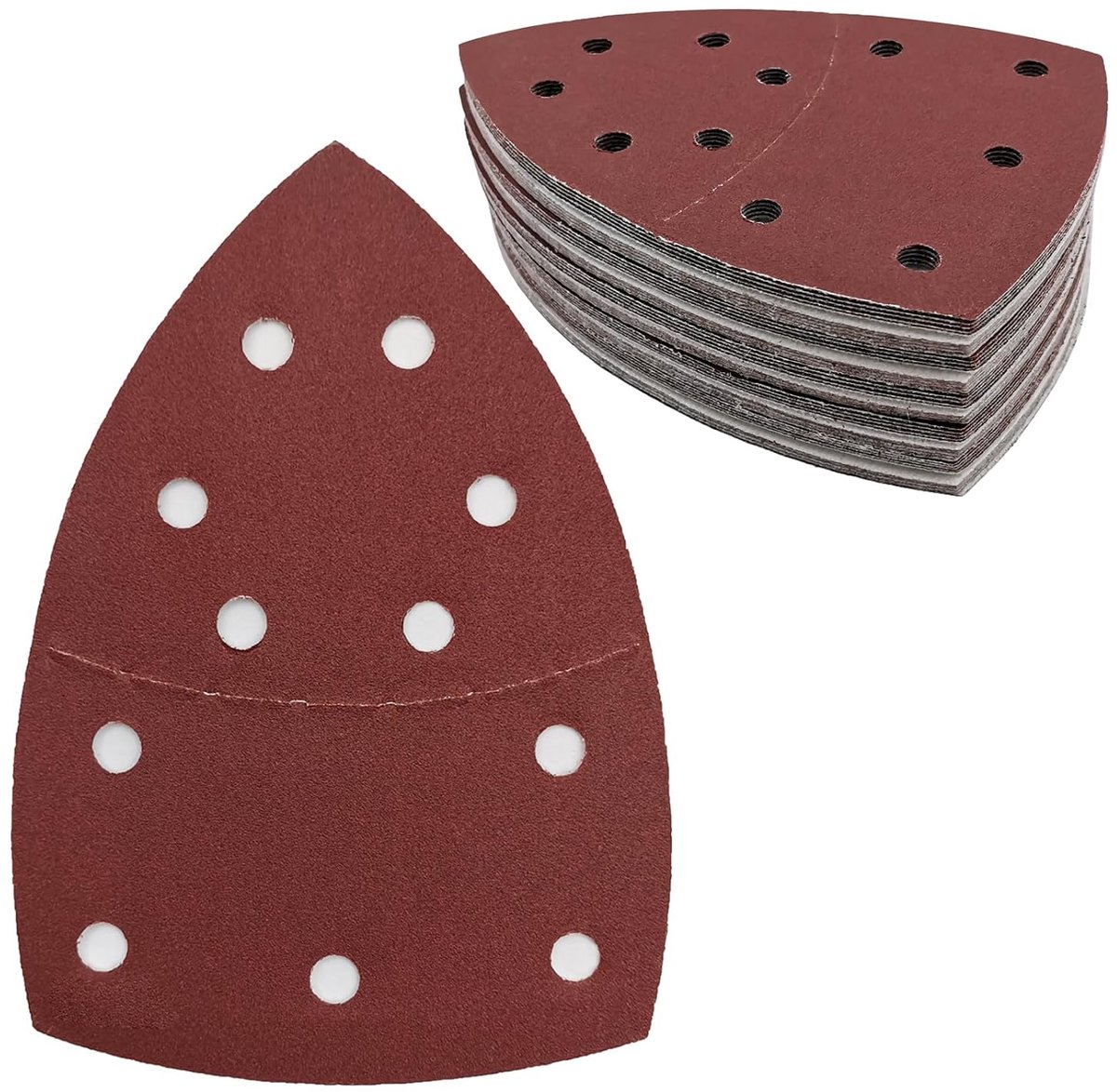 SnelShoppen - Triangulaire Schuurpapier - 11-Hole Schuurpads 240 Granule - 155 x 108 mm - 50 Stuks - Aluminium Oxide - Voor Detail Schuurmachines