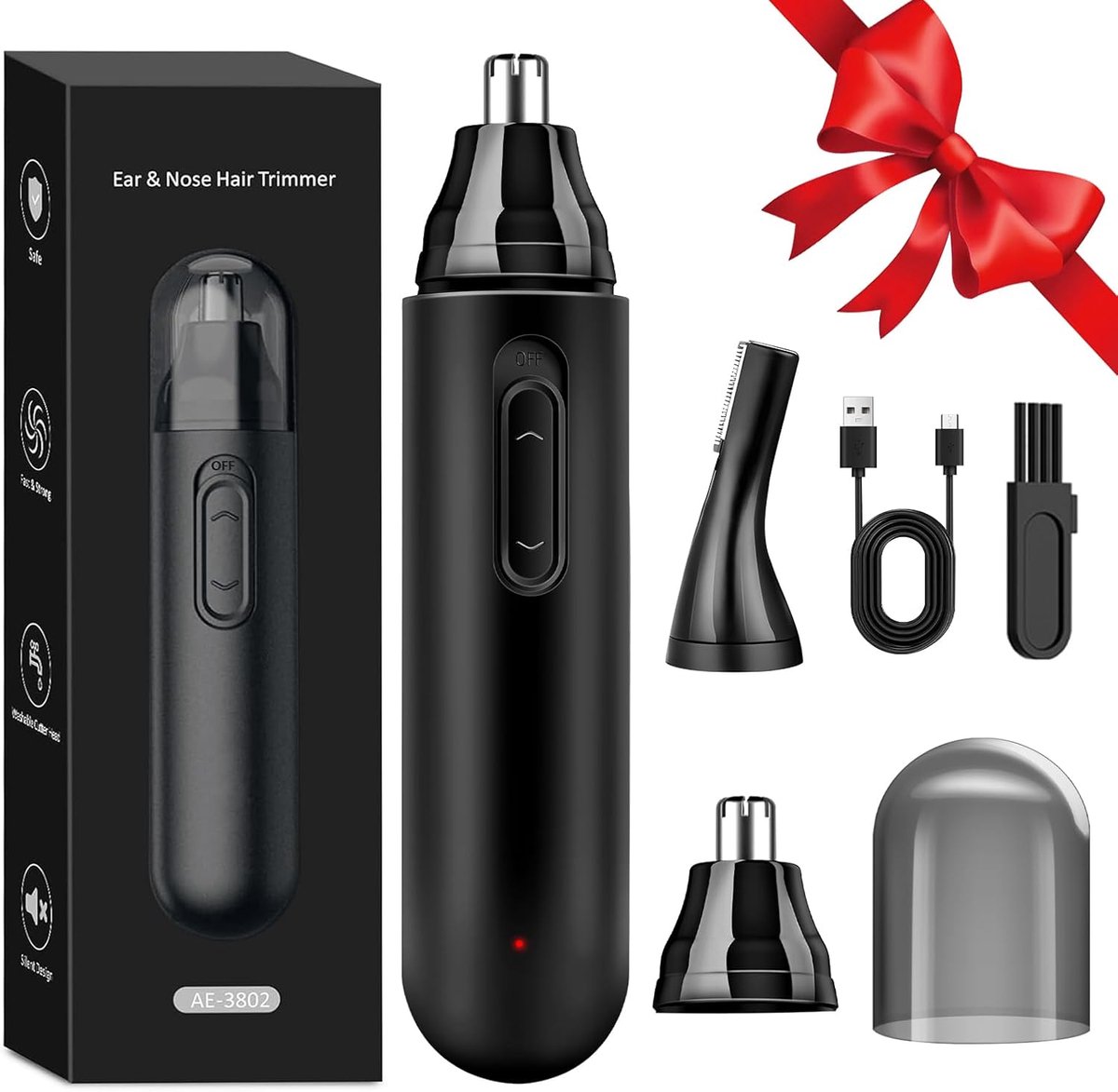 SnelShoppen - Neus- en Oortrimmer, Oplaadbaar met LCD Display, IPX7 Waterdicht, Veilig 360° Draaikop, RVS Blades voor Mannen en Vrouwen