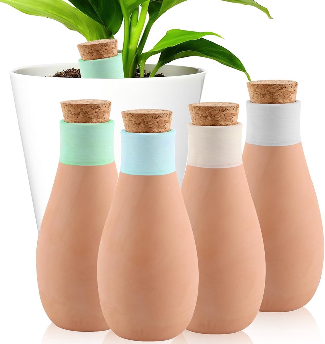 SnelShoppen - Large Terracotta Irrigation Balls 400ml, Set van 4 Zelfwatergevende Ballen voor Planten, Decoratieve Watergeefflessen in Diverse Kleuren