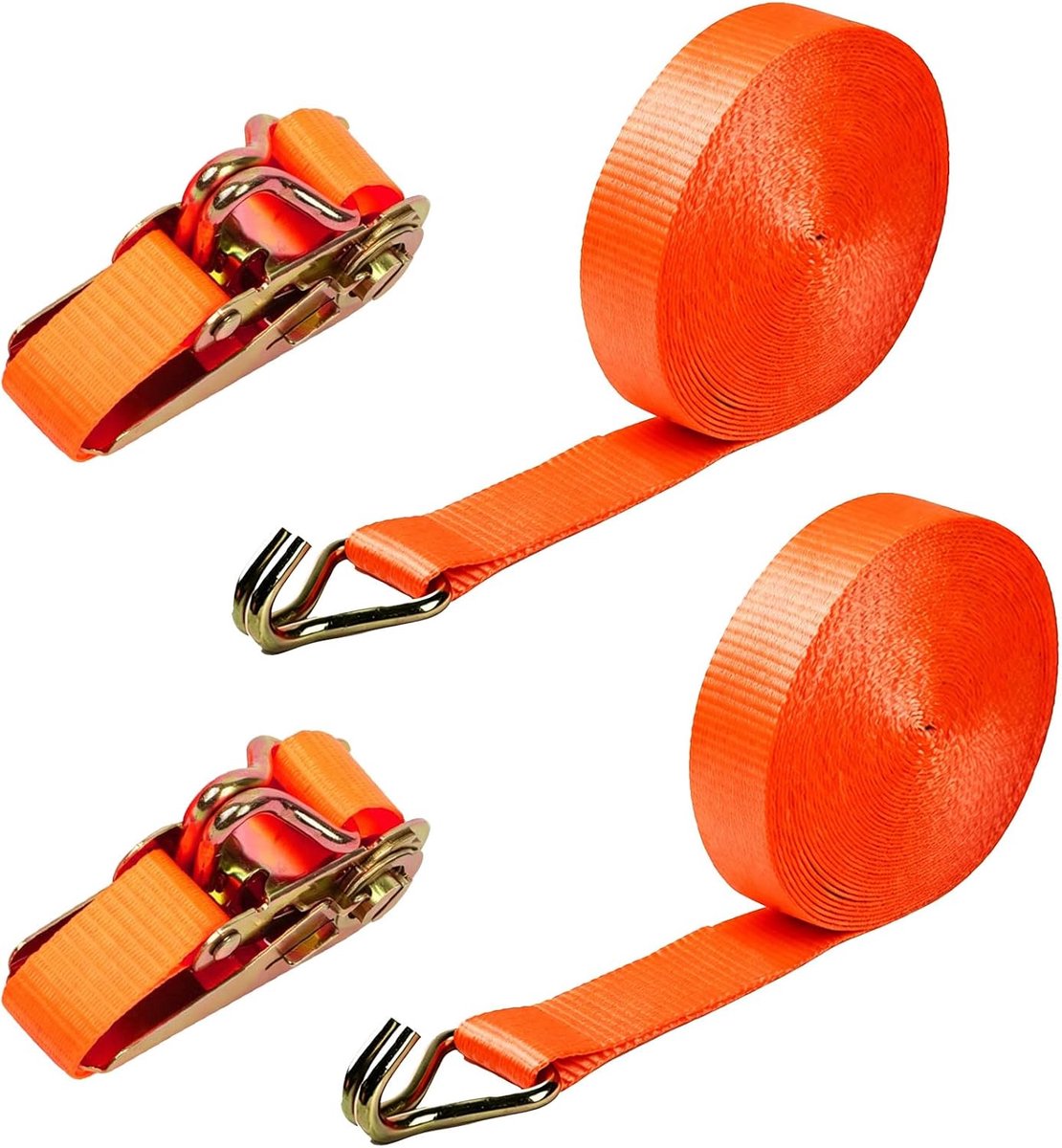 SnelShoppen - Pack van 2 Lashing Straps, Ratchet Straps 10 m x 25 mm, Veiligheidsriemen met Haak voor Motor, Auto, Trailer en Luggage - Stevig en Betr