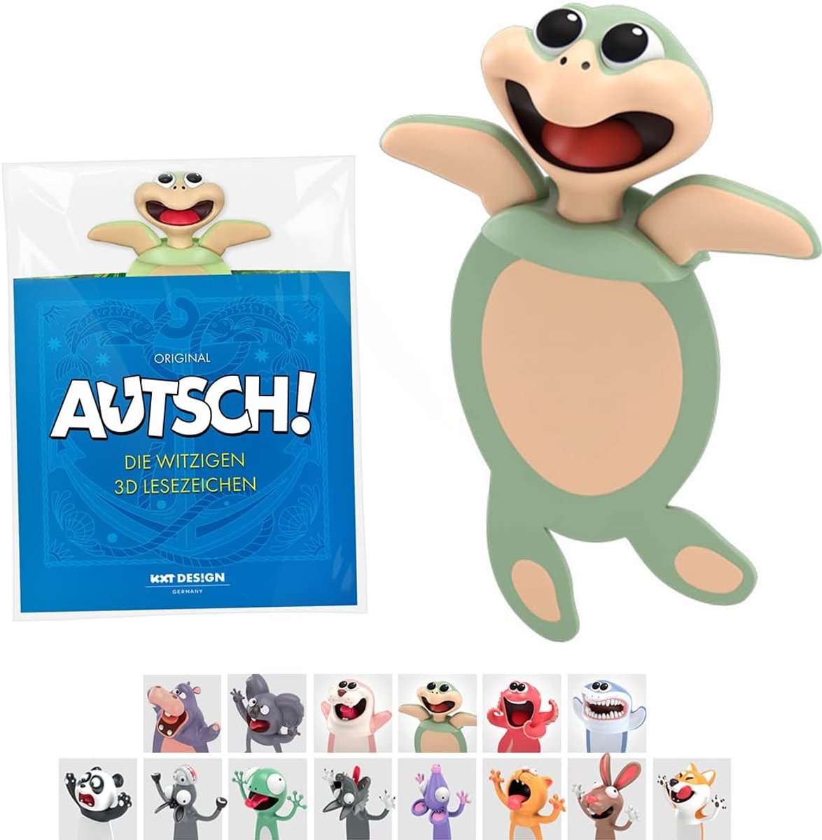SnelShoppen - Grappige 3D Boekenleggers voor Kinderen en Volwassenen - Originele Handgeverfde Cartoon Dieren - Zeeschildpad - Perfect als Cadeau voor