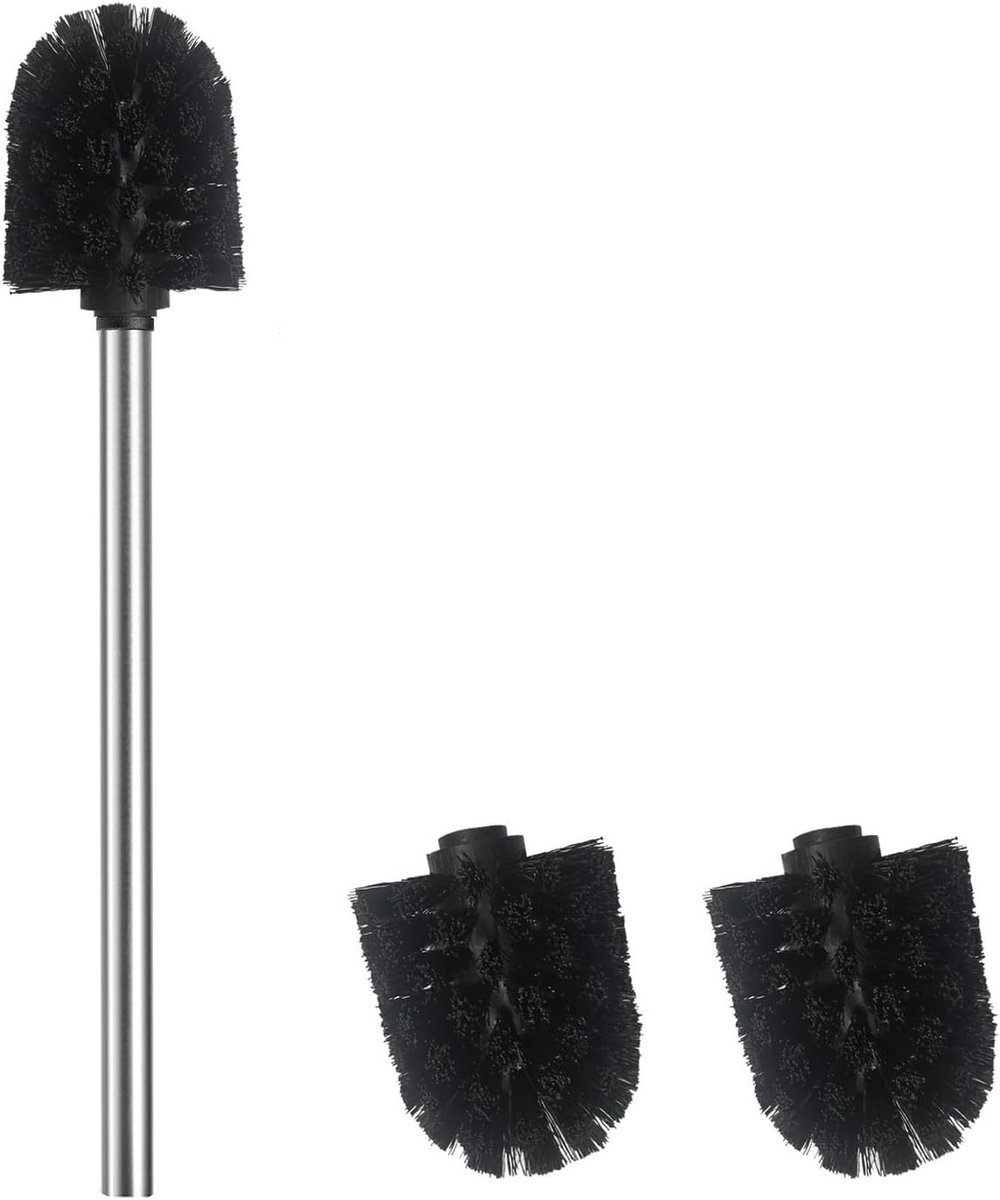 SnelShoppen - Toiletborstel met 2 Borstels, 7 cm Diameter, Roestvrijstalen Handvat 304, Elegante Badkamer Accessoires, Toilet Schoonmaak, Silver