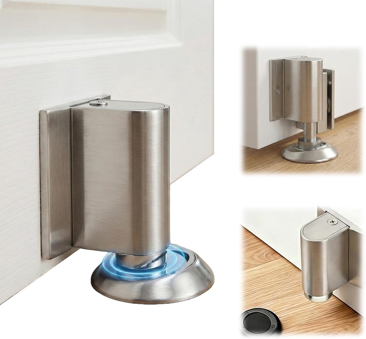 SnelShoppen - Tungdeurd Stopper - Magnetische Deurhouder zonder Boren voor Binnendeuren - Sterke Magneten - Zilver - Ideaal voor Huizen, Kantoren en M