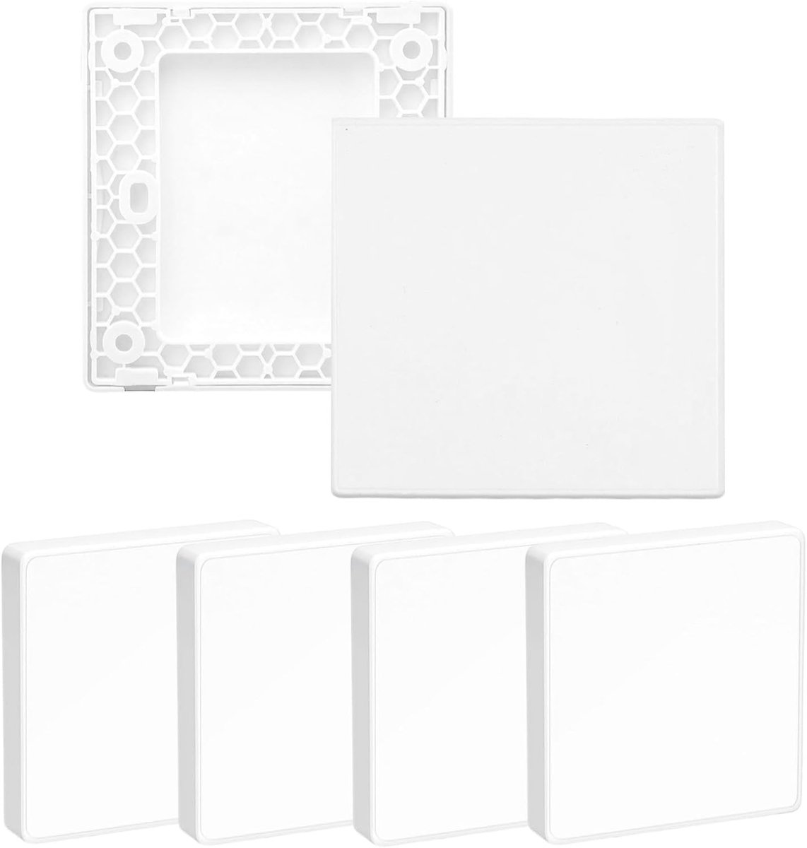 SnelShoppen - Blindafdekking Stopcontact 6 Stuks - Inbouw Blinde Wandplaat 8,6 × 8,6 cm - Robuuste Kunststof, Schroefloos, Witte Stekkerafdekking voor