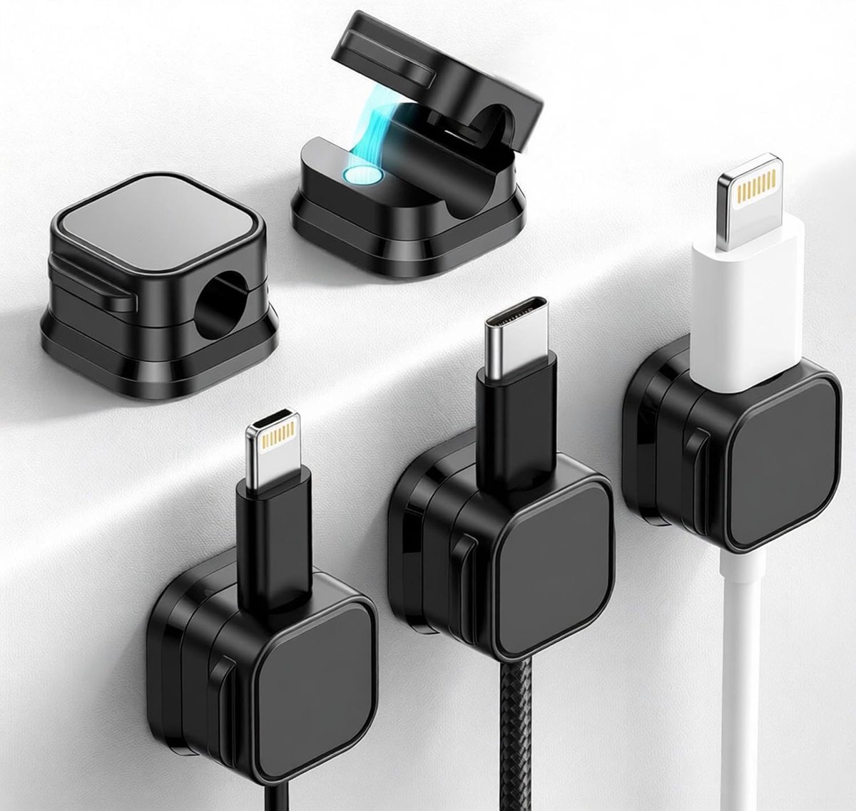 SnelShoppen - 5x Kabel Organiser Magnetisch Sterk Zelfklevend voor HDMI USB Audio - Compacte Kabelclips voor Bureau Keuken Nachtkastje