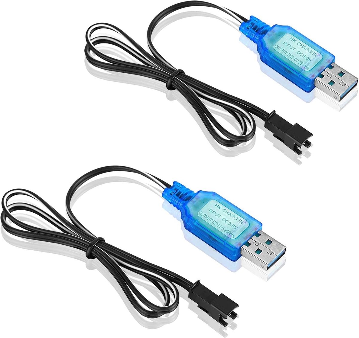 SnelShoppen - 2 Stuks 3.7V USB Oplaadkabel met SM-2P Plug - Geschikt voor RC Drones, Voertuigen, NI-MH Batterijen - Slimme Bescherming, Efficiënt Opla