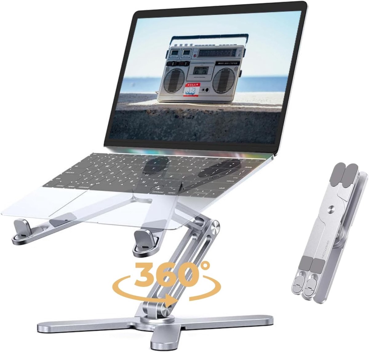SnelShoppen - Ergonomische Laptopstandaard met 360° Rotatie, Hoogte Verstelbare Laptop Riser, Vouwbare Laptop Houder voor iPad en MacBook, Geschikt vo