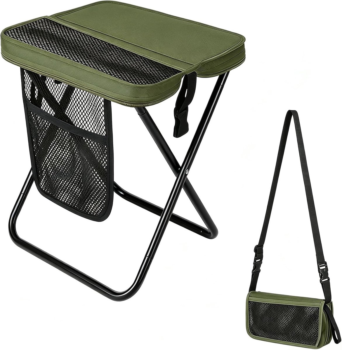 SnelShoppen - Camping Stoel, Vouwbare Mini Vouwstoel 31 cm, Opvouwbaar, Tot 120 kg, Lichtgewicht Vouwstoel voor Kamperen, Visserij, Picknick, Trekking