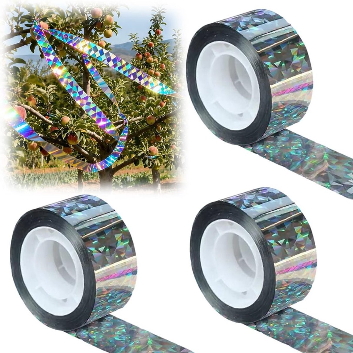 Reflecterende Vogelafschrikband voor Buiten, Effectieve Verdediging tegen Duiven, Balkonbescherming en Reflectie (2.2 cm x 80 m)
