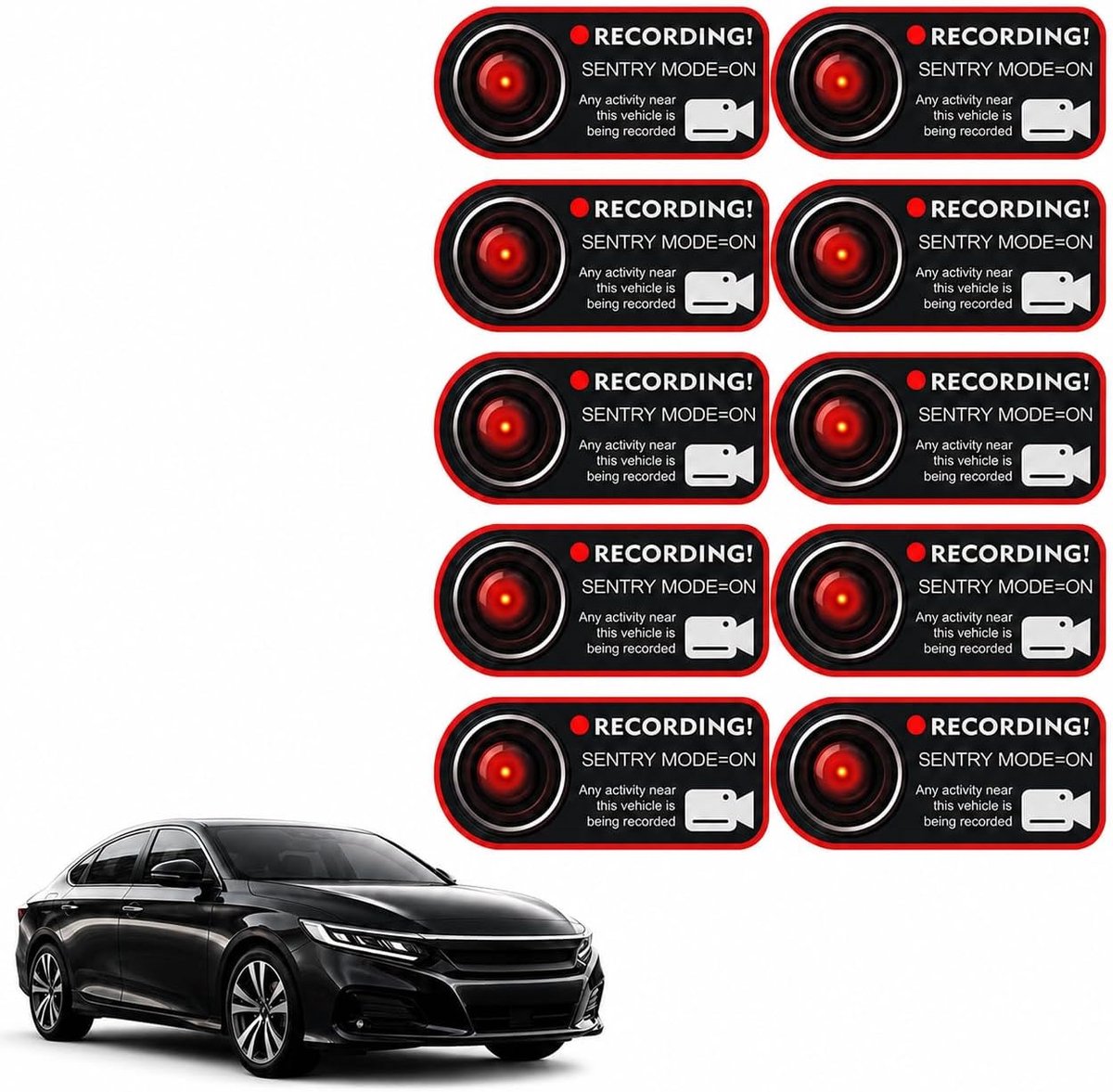 SnelShoppen - 10x Waarschuwingsstickers Dashcam voor Auto, Veiligheid, Camera Registratie, Statistische Stickers, Videobewaking, Ramen Stickers voor V