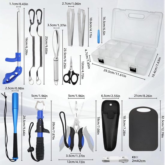 SnelShoppen - Fishing Accessory Set met Fish Killer, Scharen, Haakverwijderaar, Tangen, Lanyards, Vissen, Visweegschaal, Vis Tangen en Meetlint Snijpl van Snelshoppen — afbeelding 5