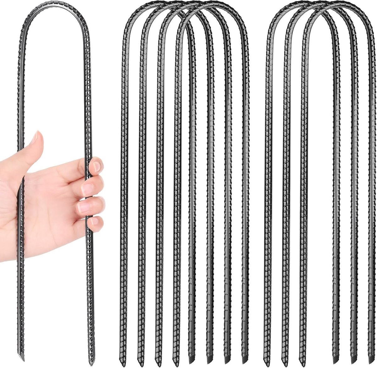 SnelShoppen - 8 stuks 30 cm U-vormige tentharingen, roestvrije grondankers voor trampolines, hekken, schommels en kamperen - Veilig en stabiel