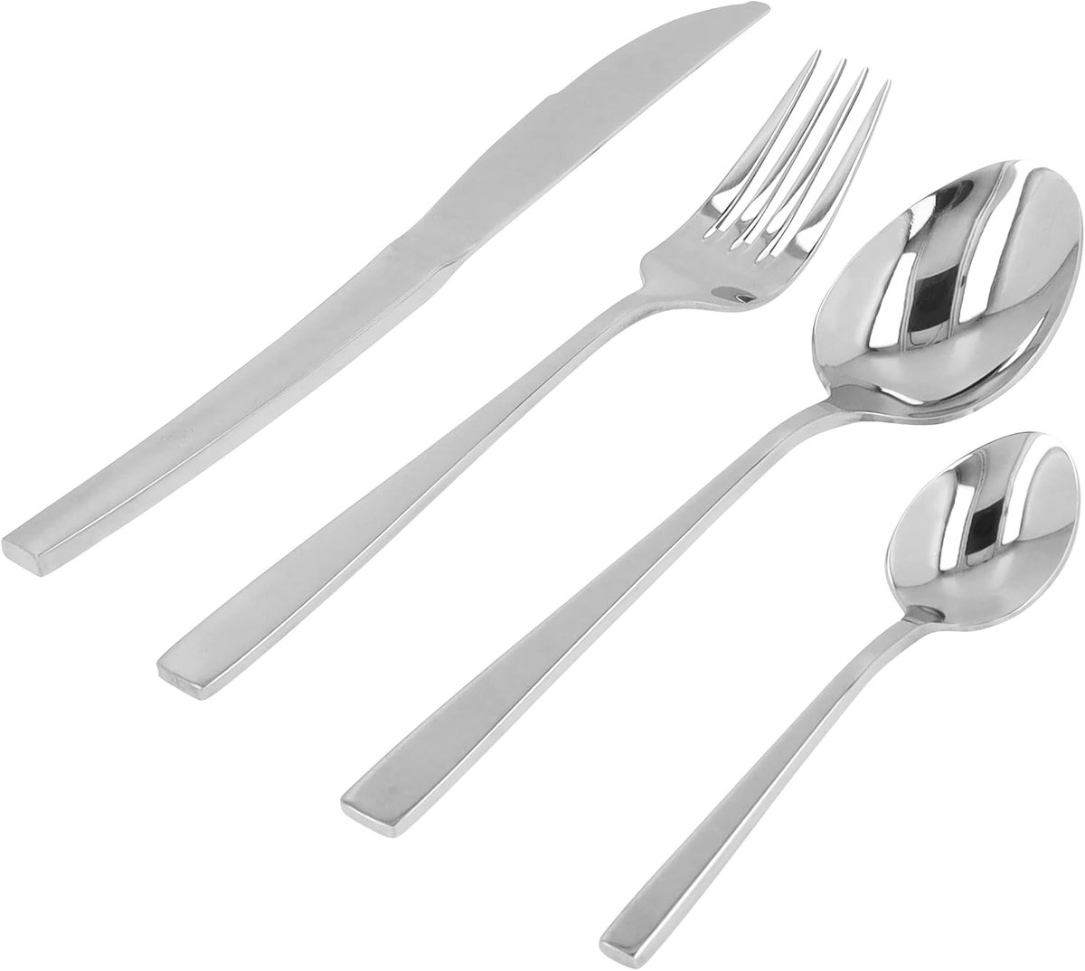SnelShoppen - Krumble Bestekset van 4 - Bestekset voor 4 Personen - Fork, Knife, Spoon, Teaspoon - Zilverkleurig - Ideaal voor Keuken, Feest, Camping