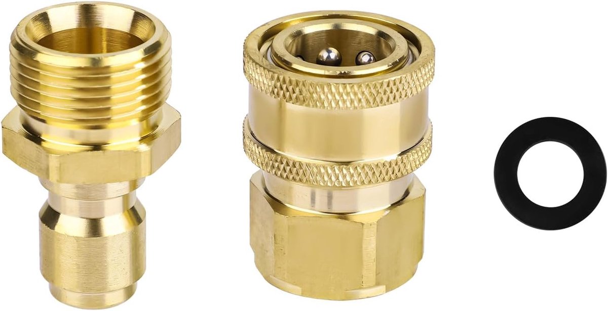 SnelShoppen - 2Pcs Hoge Druk Reiniger Snelkoppeling Kit, M22 14mm naar 1/4" Adapterset voor Drukreiniger Slang en Pomp - 5000 PSI