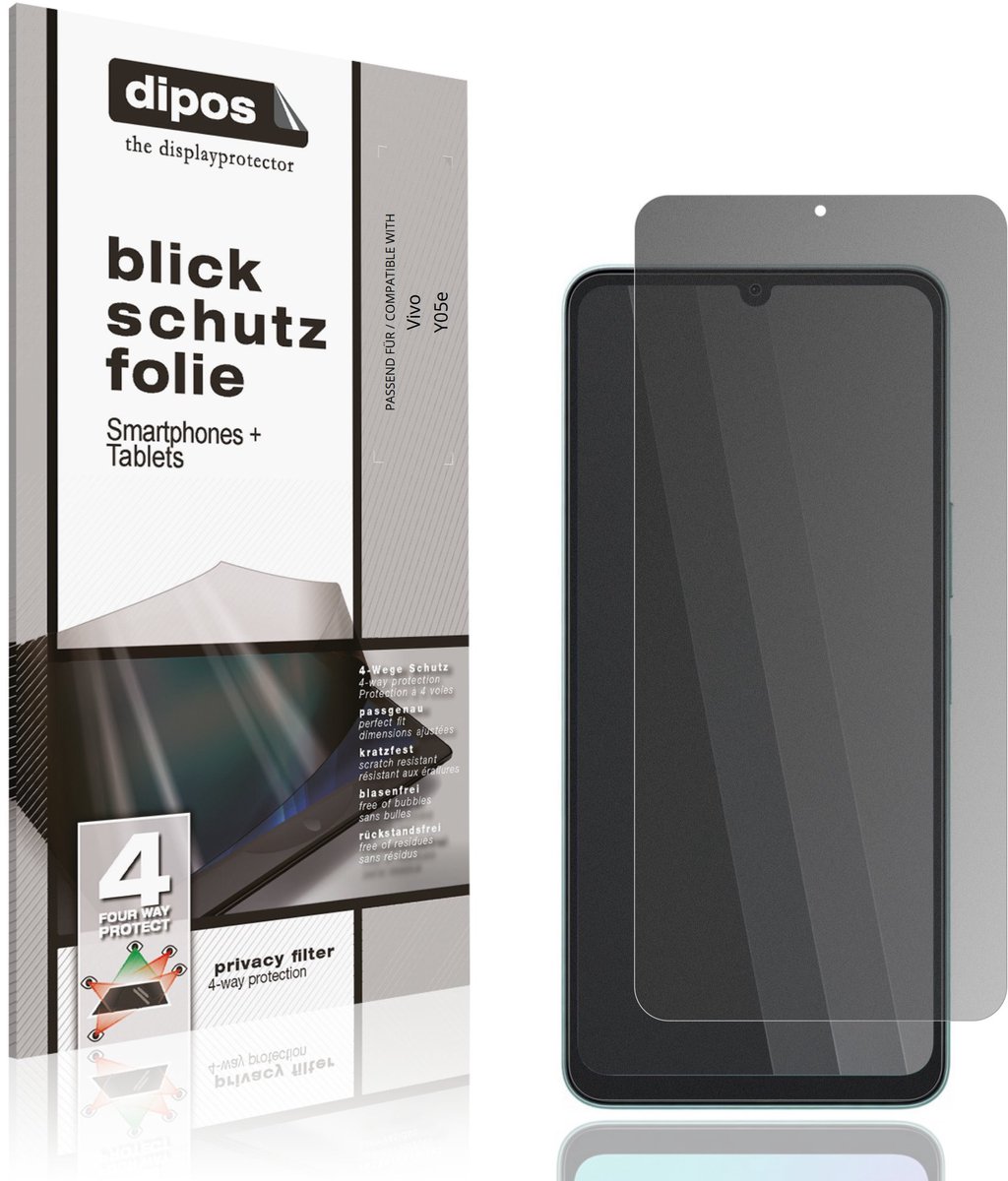 dipos – Matte Privacy Screenprotector geschikt voor Vivo Y05e | Anti-Spy Beschermfolie