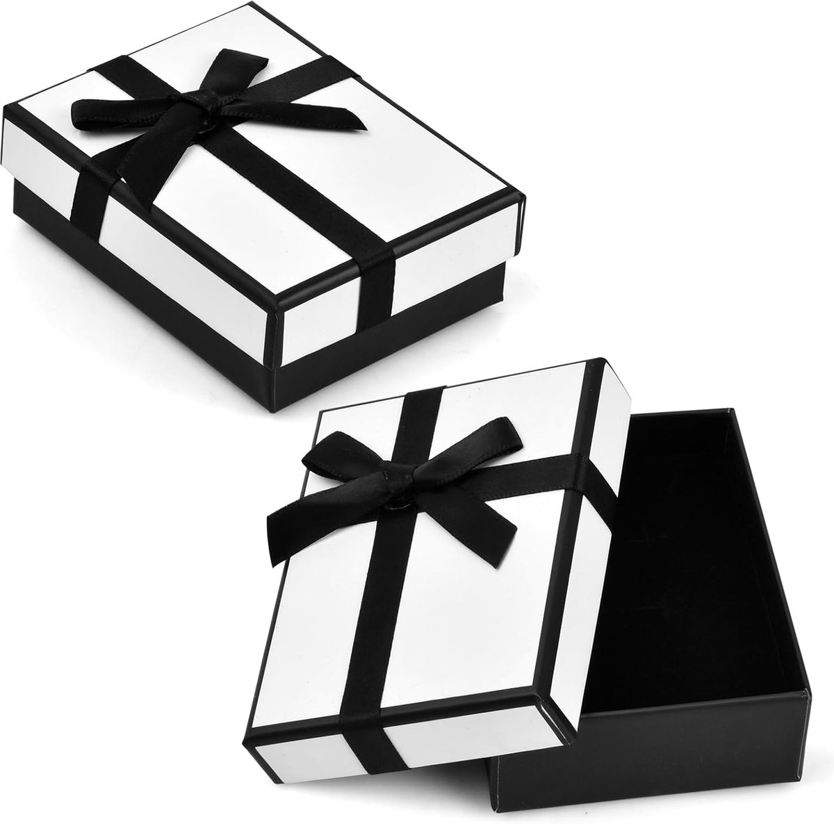 SnelShoppen - 2 Kleine Geschenkdozen 9x7x3 cm, Vierkante Cadeaudozen met Bandje, Schuimvulling voor Sieraden, Kettingen, Ringen, Armbanden en Meer