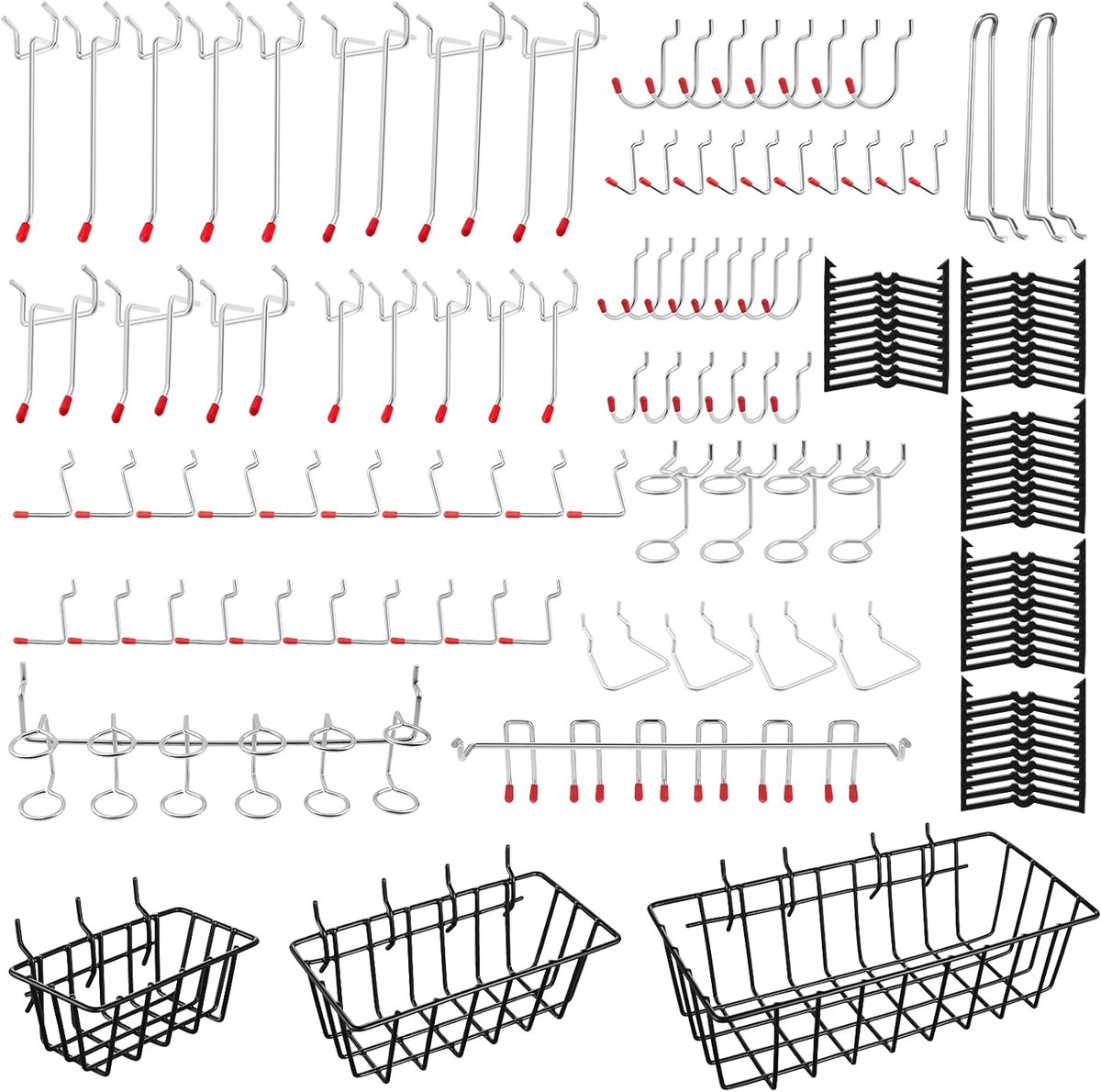 SnelShoppen - Pegboard Haak Set RVS - 138 Stuks Assortiment - Geschikt voor 1/8 en 1/4 Inch Pegboards - Ideaal voor Garage, Keuken en Werkbank - Diver