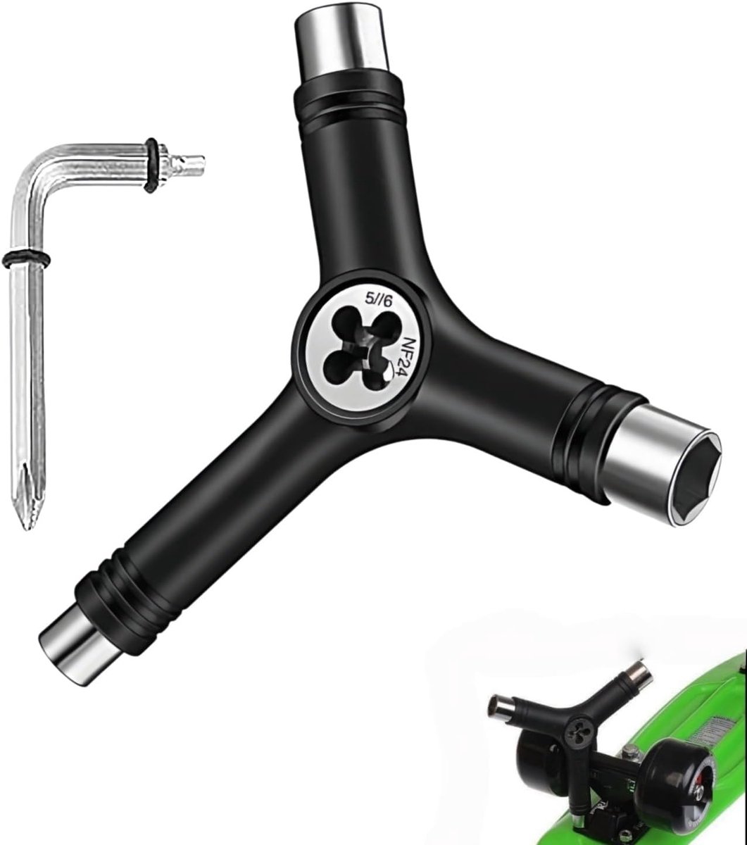 SnelShoppen - Skateboardgereedschap Y-tool multifunctioneel draagbaar met schroevendraaier en 3 dopsleutels voor skateboard onderhoud en reparatie