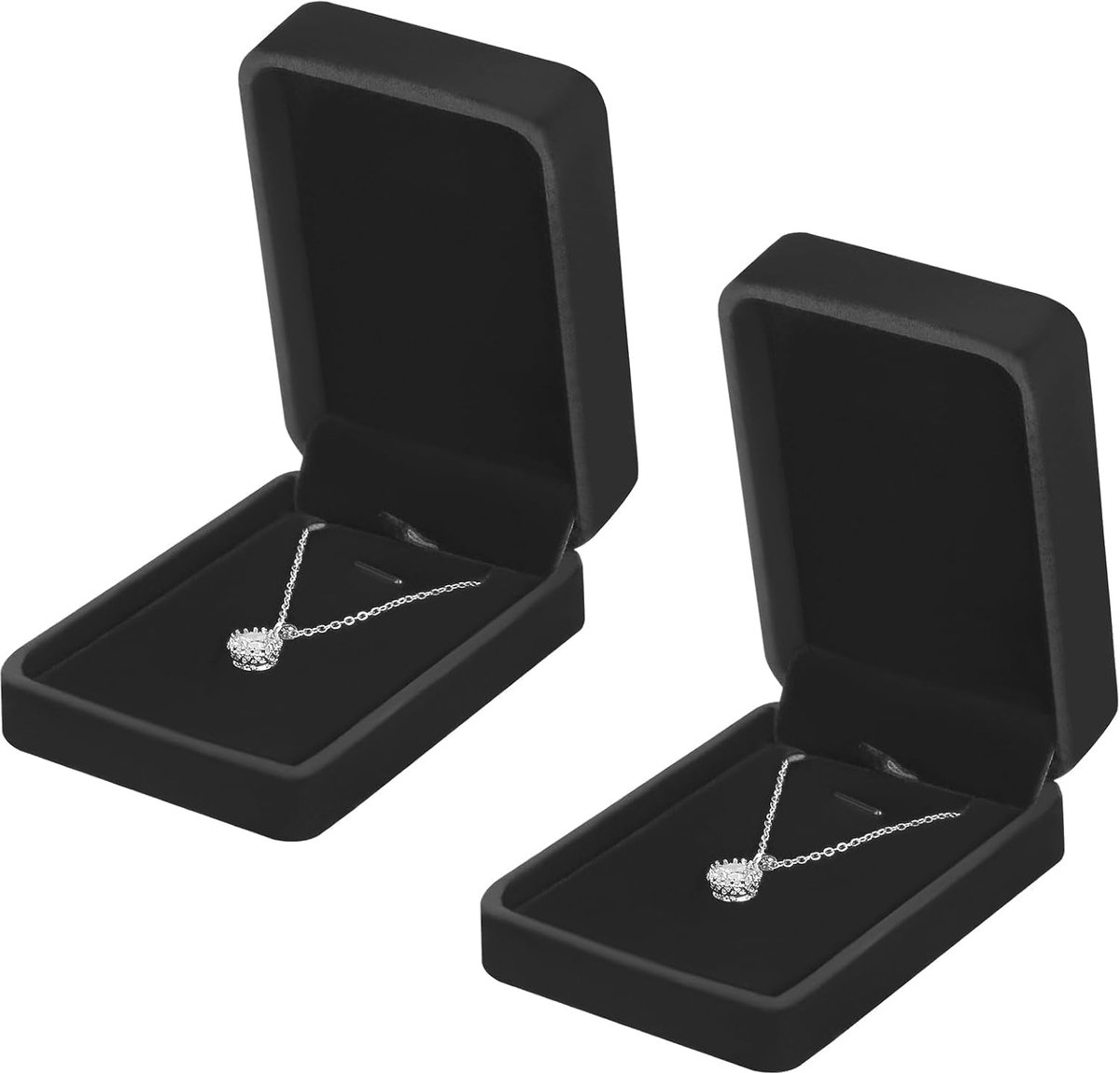 SnelShoppen - Gift Box Set van 2, Luxe Velvet Sieraden Doosjes voor Kettingen en Hangers, Hoogwaardige Bescherming, 10 x 7.5 x 3.5 cm, Perfect voor Ve
