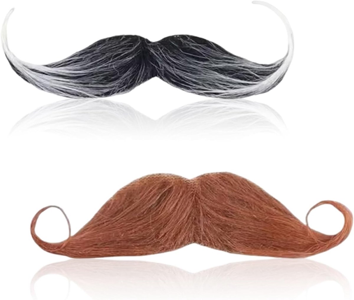 Set van 2 Neppartijen voor Carnaval - Fake Beards voor 80s Themafeest en Verkleedkleding (Zwart Bruin)