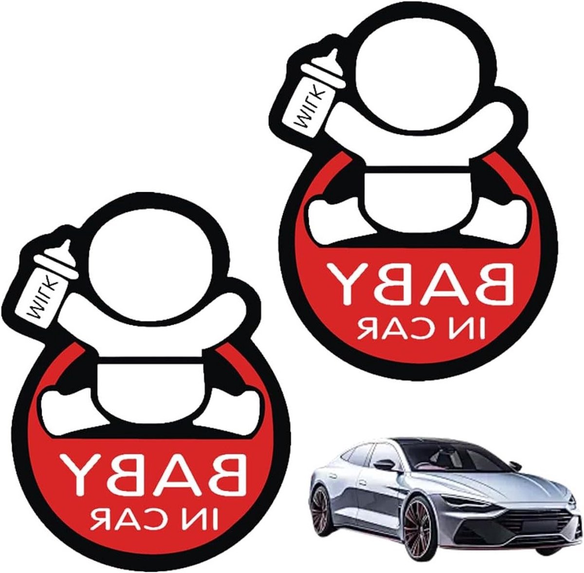 Veiligheidsstickers voor voertuigen - 2 reflecterende autostickers Baby on Board, waarschuwing voor bestuurders en bescherming van kinderen