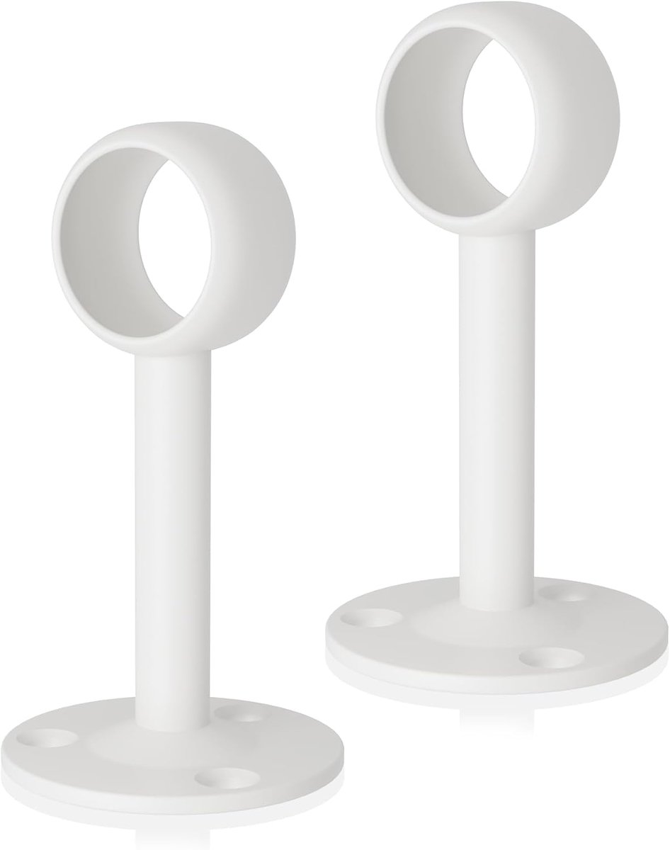 SnelShoppen - Curtain Rod Holder Set van 2, RVS Gordijnroede Beugels, Wit, 25mm Binnen Diameter, Voor Gordijnen of Kasten, Sterk en Duurzaam, Tot 30 k