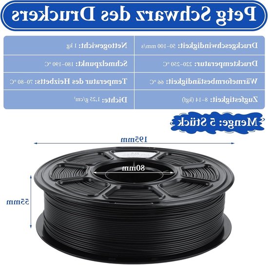 PLA-filament 5 kg zwart 1,75 mm voor FDM-printers, hoogwaardig 3D-printerfilament, knoopvrij en nauwkeurig op maat gemaakt — afbeelding 5