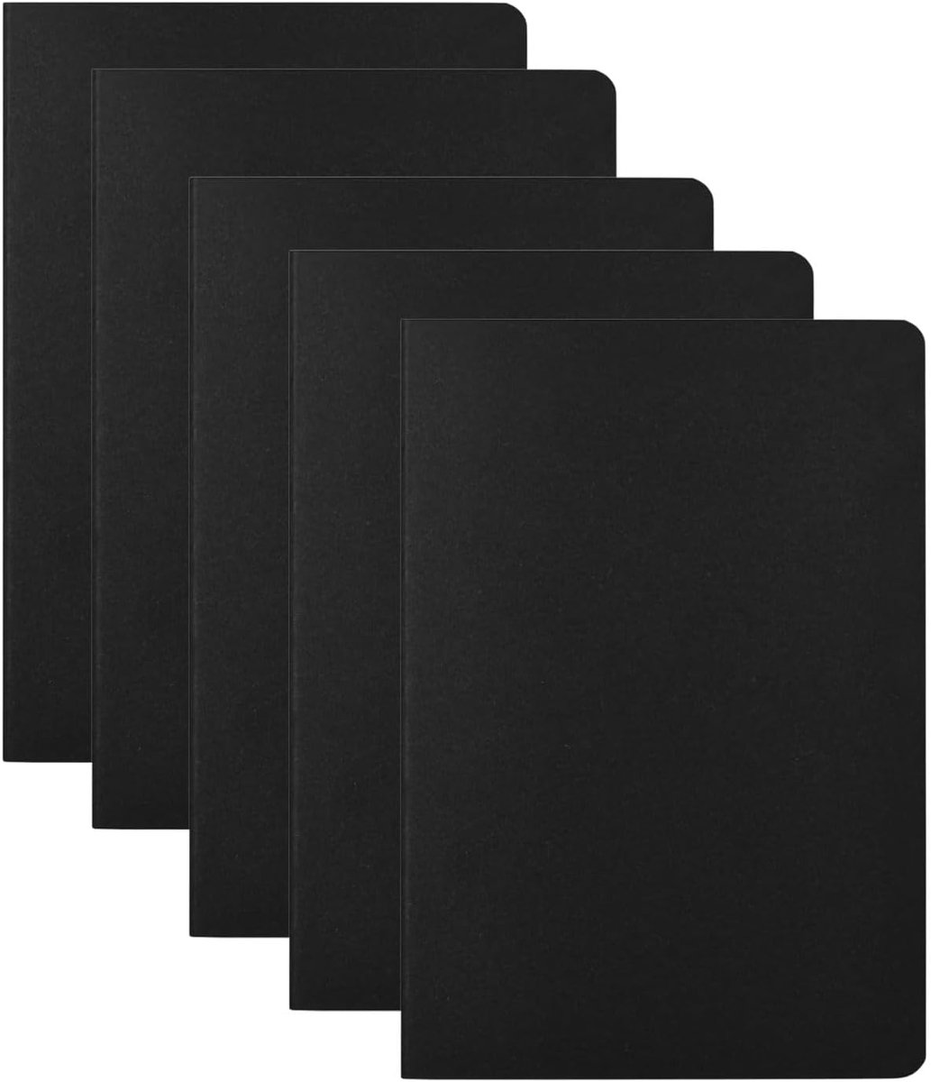 SnelShoppen - A5 Notebook Set van 5 Stuks, Blank Kraft Cover Notitieboek met 72 Vellen voor Schrijven, Tekenen en Schilderen, Ideaal voor Kantoor en S