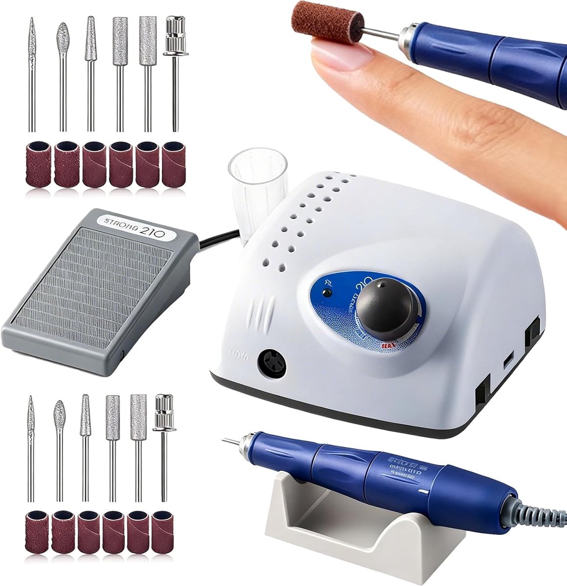 Thijox - Elektrische Nagelknipper, Manicure Machine met 6 Slijpkoppen, Professionele Nagelboor 40.000 RPM, Duurzaam en Geluidsarm, Ideaal voor Thuisge