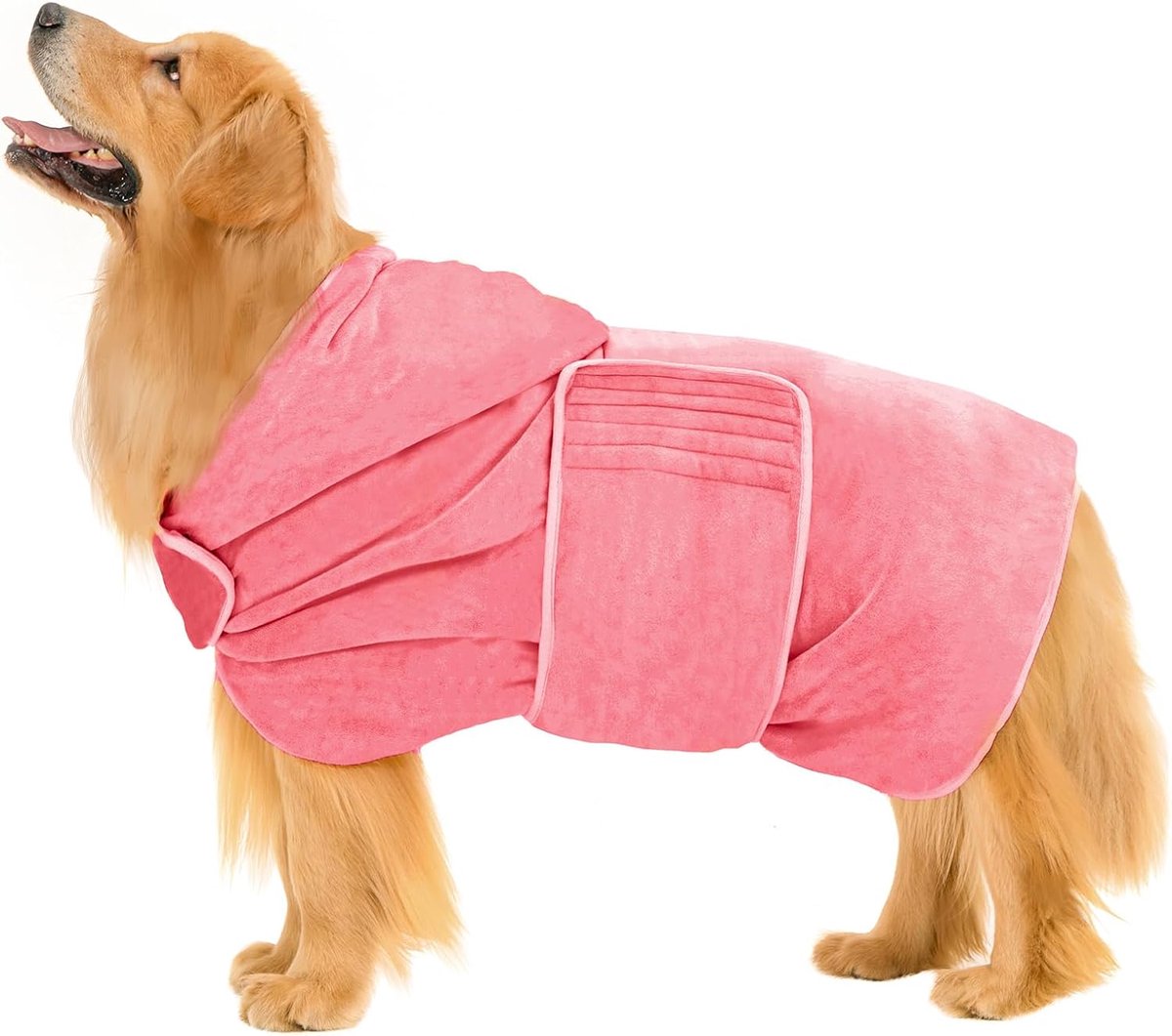 SnelShoppen - Dog Bathrobe Towel Microfiber Sneldrogend Hond Badjas Verstelbaar 3XL in Dusty Rose voor Honden van Alle Maten, Ideaal voor Bad, Strand
