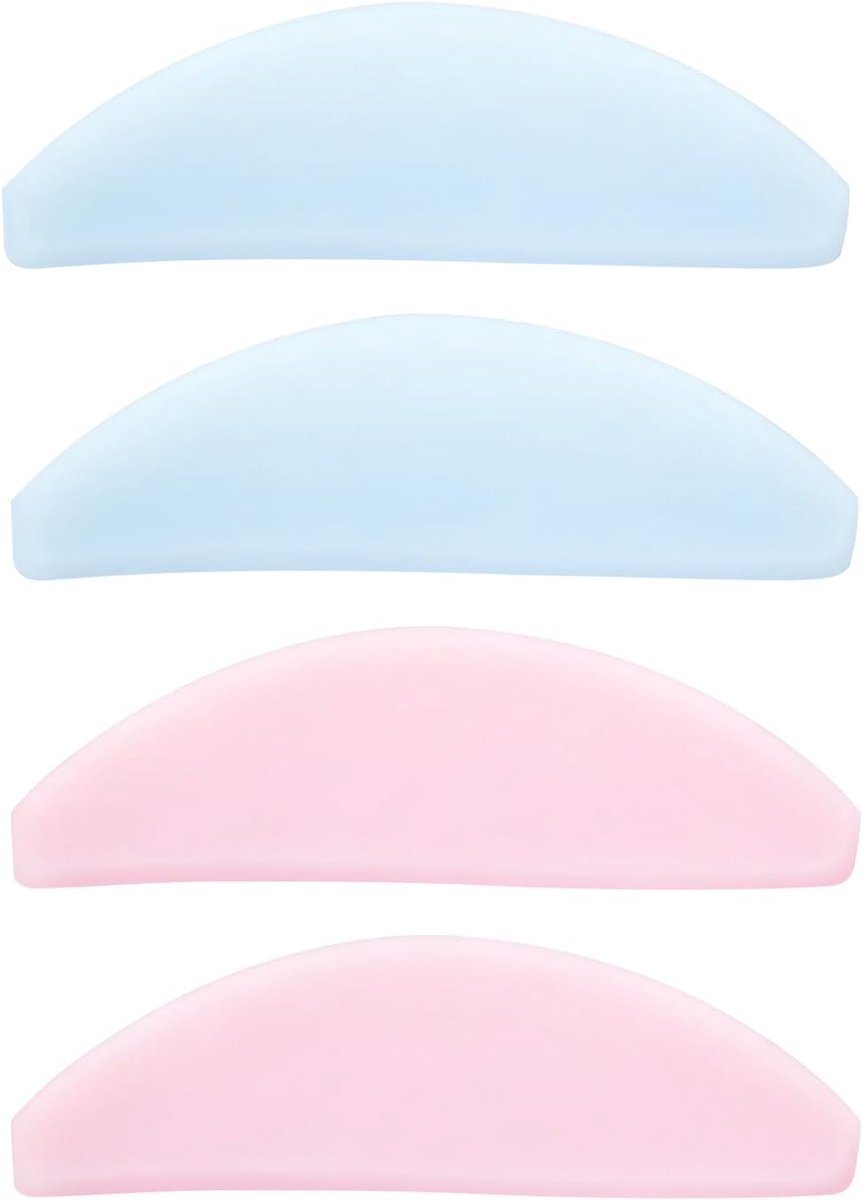 SnelShoppen - 4 Stuks Herbruikbare Wimperlifting Shields - Koreaanse Platte Ontwerp, Zelfklevende Siliconen Pads voor Wimperlifting (5x1.5cm, Roze+Bla