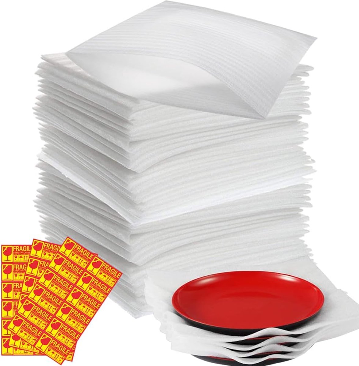 SnelShoppen - Pack van 100 Schuimfolie Verhuisdozen 30 x 30 cm, Bubble Film Verpakkingsmateriaal voor Breekbare Producten, Verhuisdozen met Etiketten,