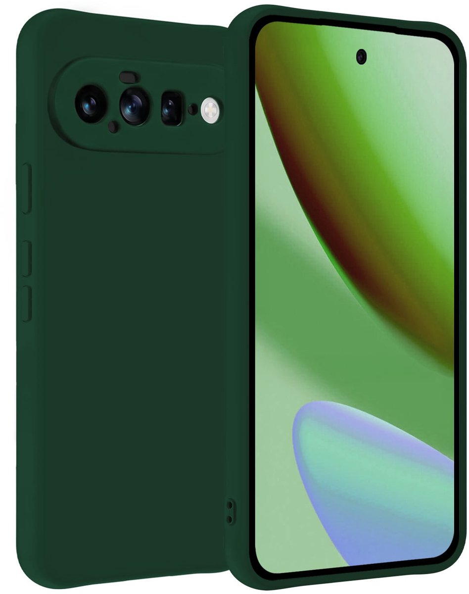 Hoesje Geschikt voor Google Pixel 11 - Sterk & Shockproof - Hoes Cover - Siliconen Case - Donkergroen