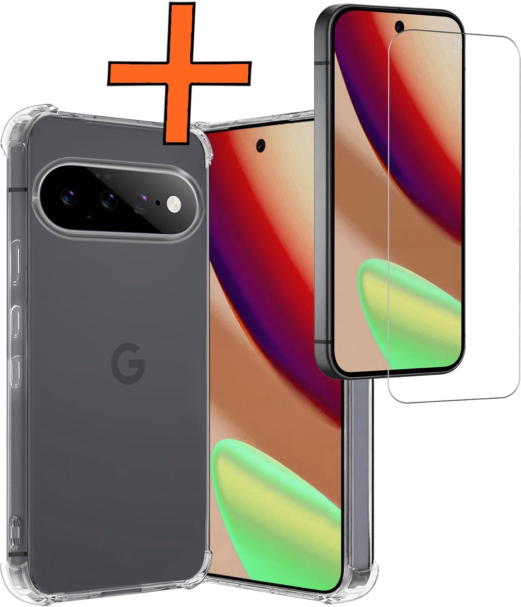 Hoes - Met Screenprotector - Geschikt voor Google Pixel 11 - Sterk & Shockproof - Siliconen Case - Back Cover - Telefoon Hoes - Shock Proof - Transparant