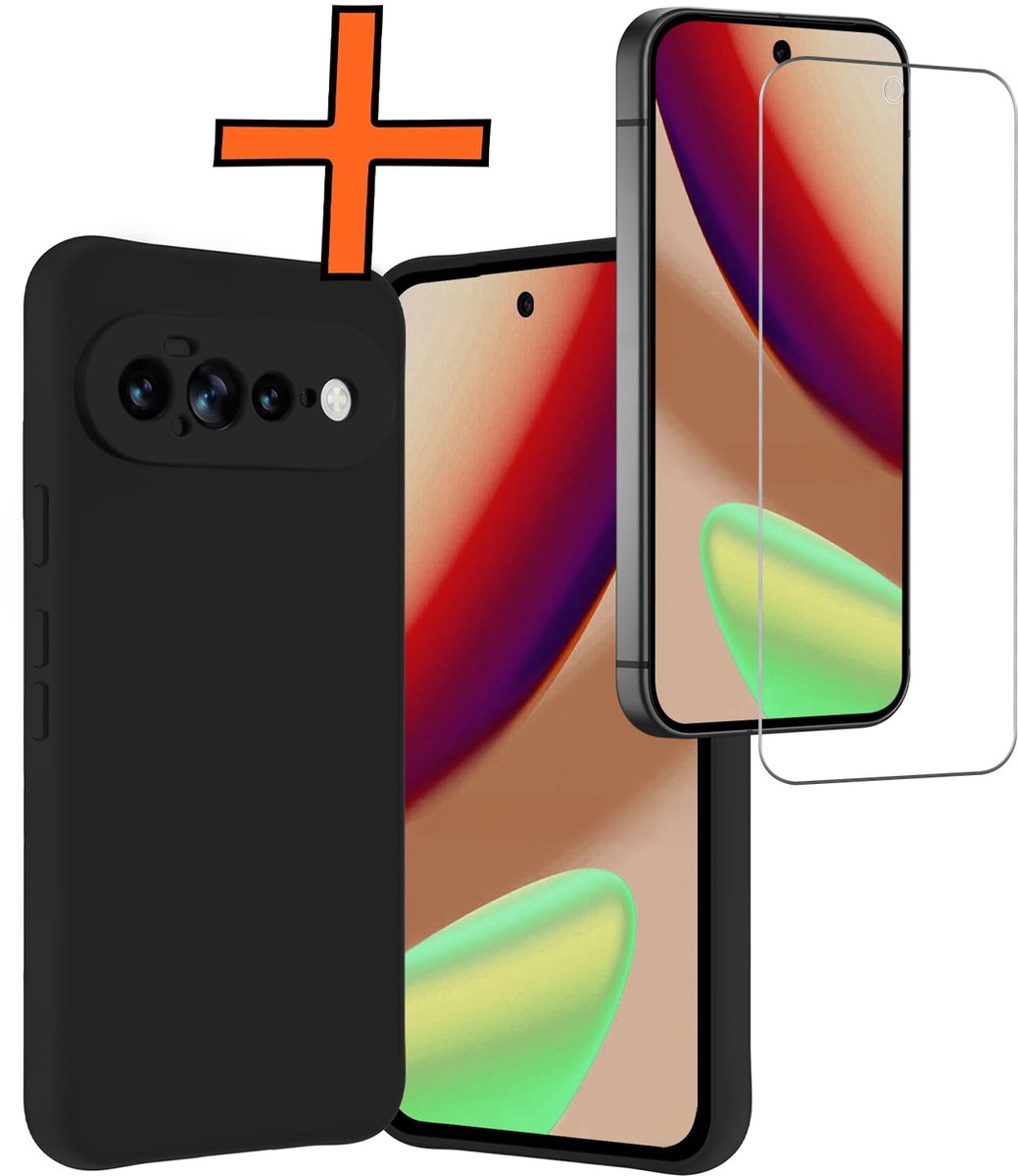Hoes - Met Screenprotector - Geschikt voor Google Pixel 11 Pro XL - Sterk & Shockproof - Back Cover - Siliconen Case - Telefoon Hoes - Zwart