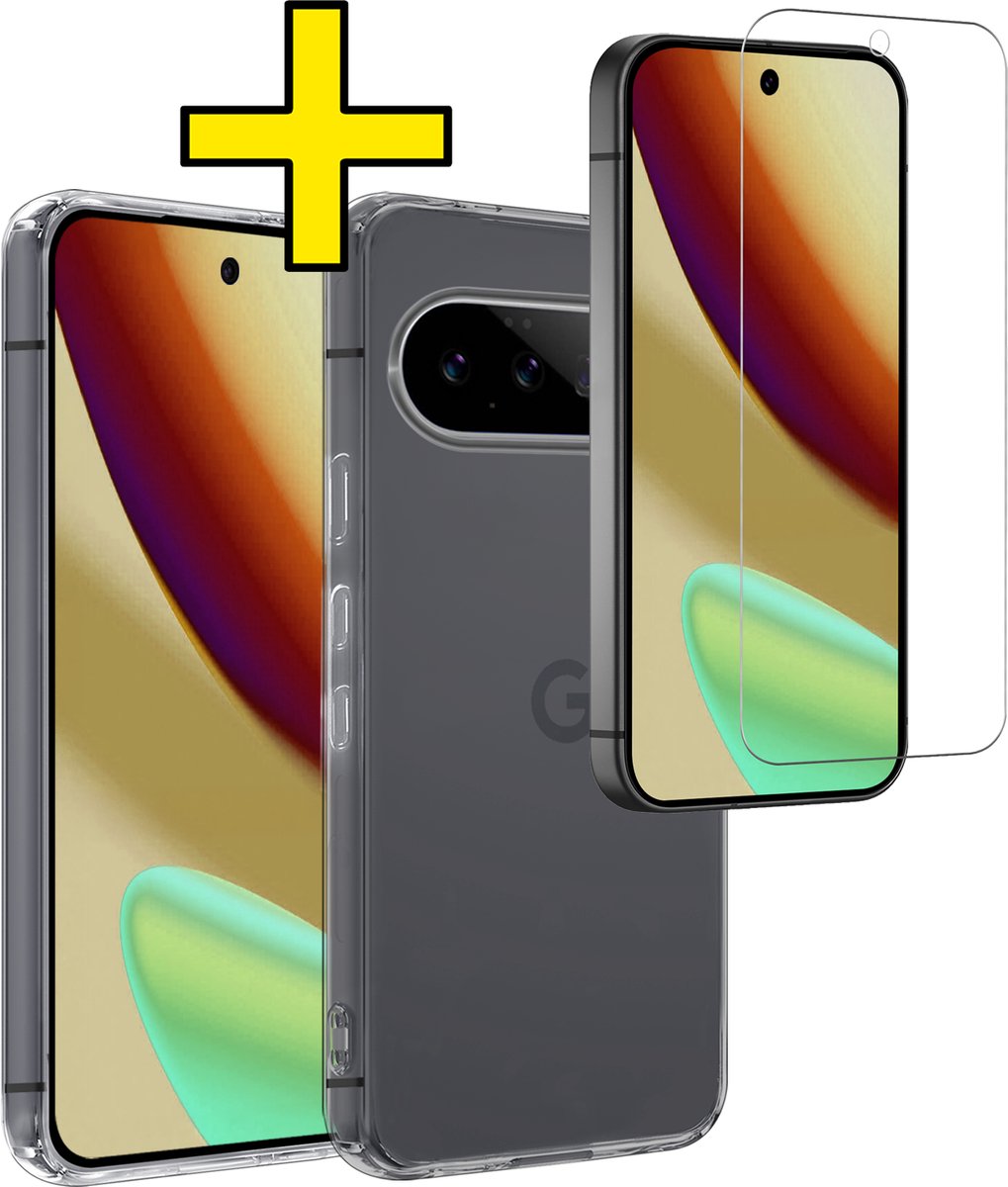 Hoesje - Met Screenprotector - Geschikt voor Google Pixel 11 - Sterk & Shockproof - Back Cover - Siliconen Case - Telefoon Hoes - Telefoonhoesjes - Transparant