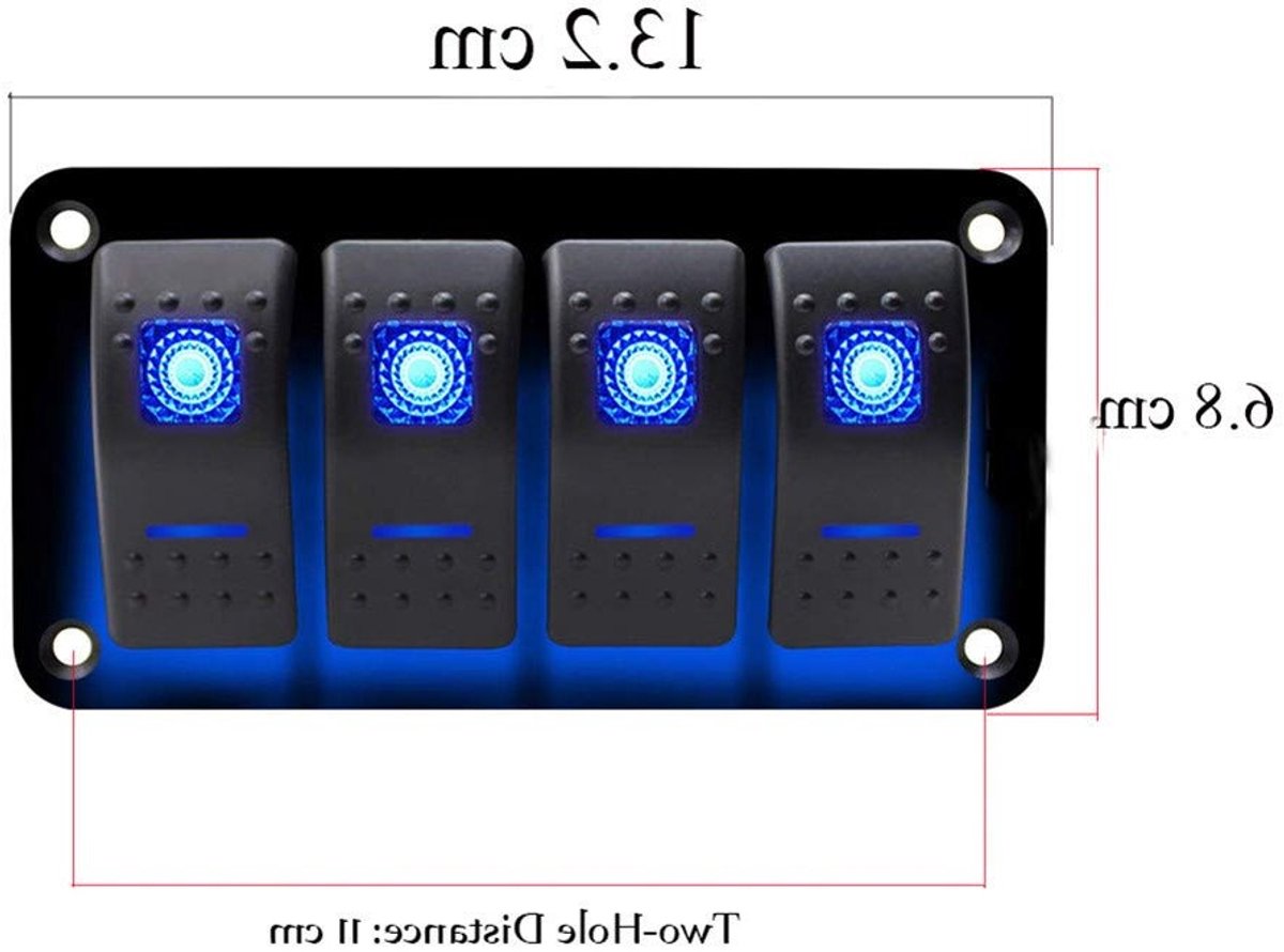 6 Gang Toggle Switch ON-OFF IP65 Waterproof 12V 24V LED Rocker Switch Paneel voor Boot, RV, Auto en Truck met Blauw Verlichtingsdesign