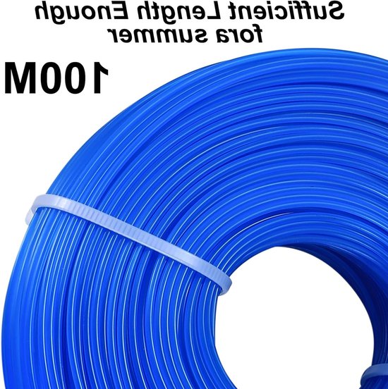 2 stuks 1,6 mm trimmerdraad, in totaal 200 m nylon maaidraad, bosmaaierdraad, trimmerdraad voor grastrimmer, reservekabel voor park, tuin, tuin, gras, onkruid, blauw, groen, 100 m x 2 stuks van Merkloos	 — afbeelding 2