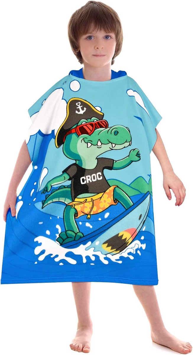SnelShoppen - Bath Poncho Kids - Capuchon Handdoek Microvezel - Super Absorberend - Sneldrogend Badhanddoek voor Kinderen - Ideaal voor Strand, Bad, C
