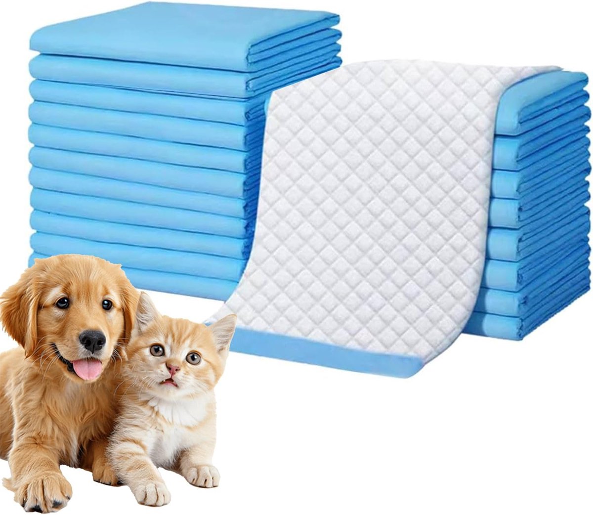 SnelShoppen - Puppy Mat - Hond Poep Bescherming - Lekvrij - Schoonmaak Training - Sneldrogend Oppervlak voor Honden en Puppy’s (120 Stuks, 60 x 60 cm)
