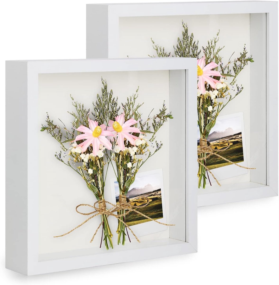 SnelShoppen - 3D Fotolijst 11.8x11.8 inch, 2 Stuks Diepte Fotolijst voor Objecten, Bloemen, Souvenirs, Diamant Schilderen - 3cm Diepte/Wit