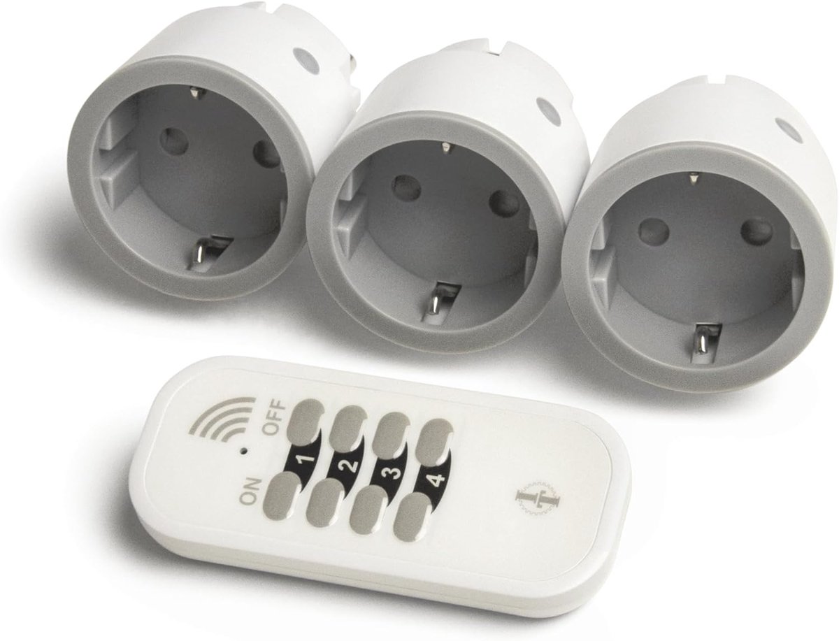 SnelShoppen - Intertechno ITI-14 Connector Set - 3 Draadloze On/Off Verbindingen - 2300 Watt - Weerbestendige Afstandsbediening IP55 - Smart Home Comp