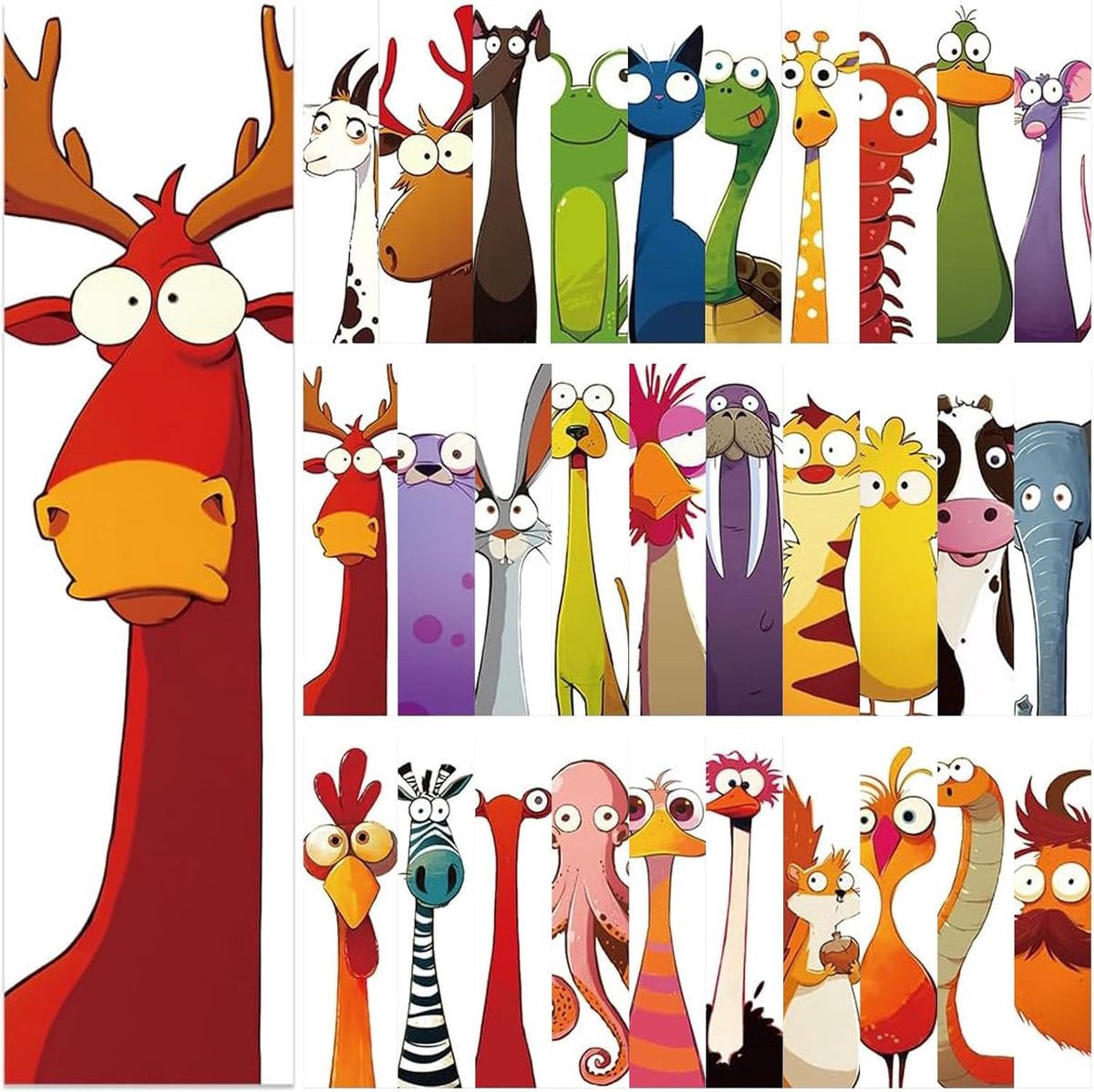 Thijox - 30 Stuks Dierenboekenleggers met Grappige Diermotieven, Ideaal voor Kinderfeestjes, Kleine Cadeaus voor Leerlingen, Jongens en Meisjes, Perfe