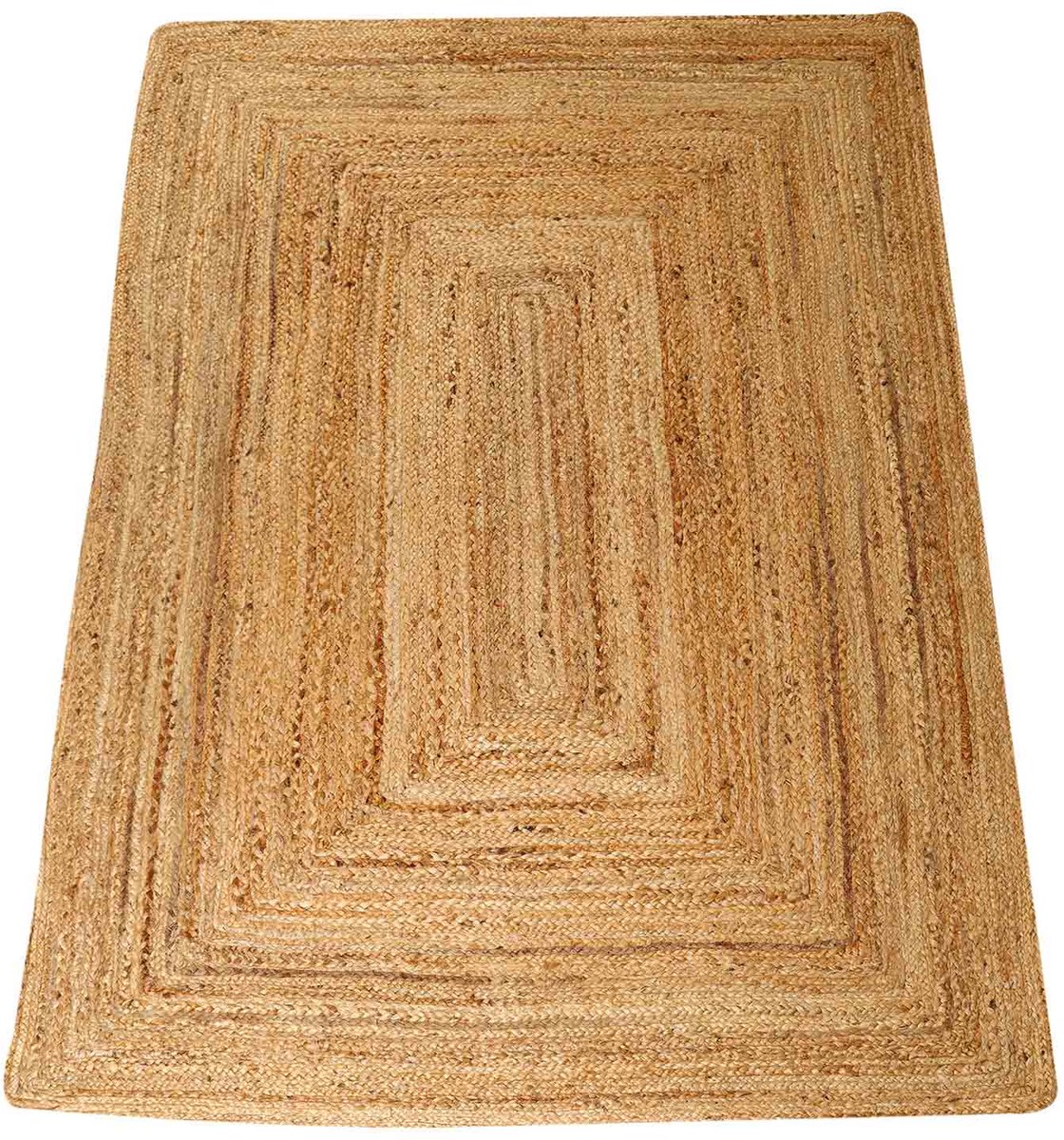 Rechthoekig jute vloerkleed – Handgemaakt natuurvezel tapijt – Naturel beige/bruin – Esha Natur