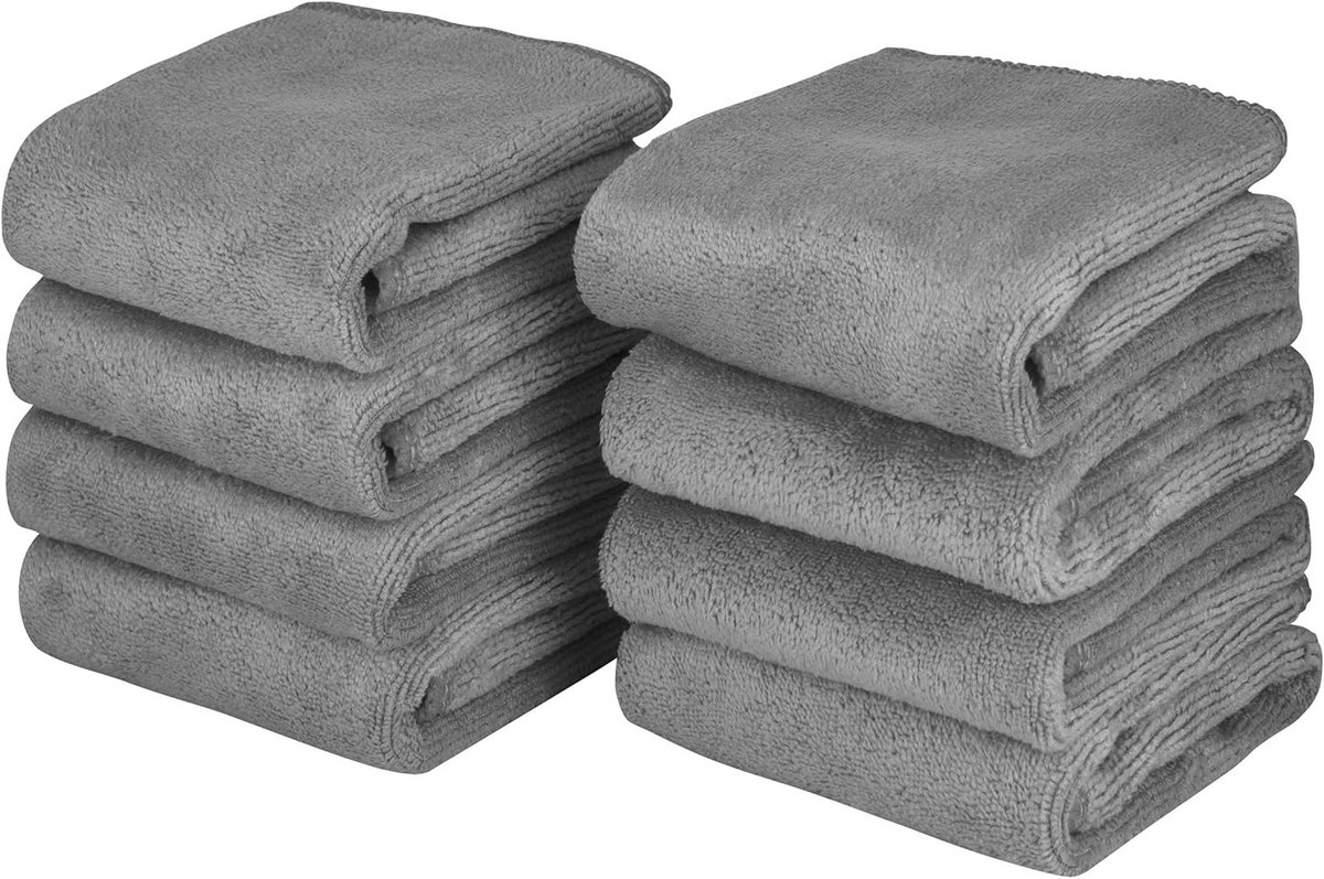 Zachte Microfiber Gezichtsdoeken voor Makeup Verwijderen en Gezichtsreiniging - 30cm x 30cm, 8 Stuks, Grijs
