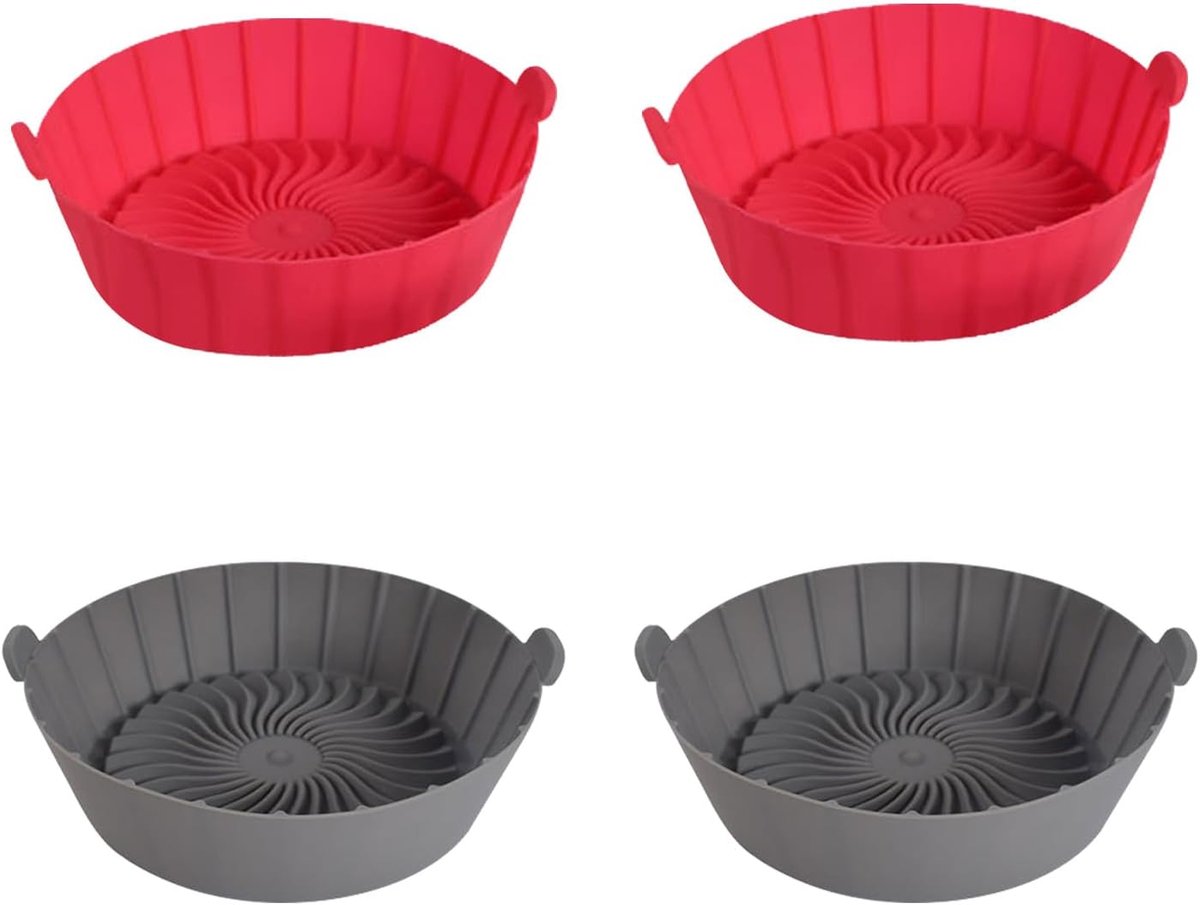 SnelShoppen - 4 Stuks Siliconen Mallen voor Air Fryer, Herbruikbare Bakmat, Ovenschalen voor Airfryer, Hoge Temperatuur Bestendig, Antiaanbak, Keuken