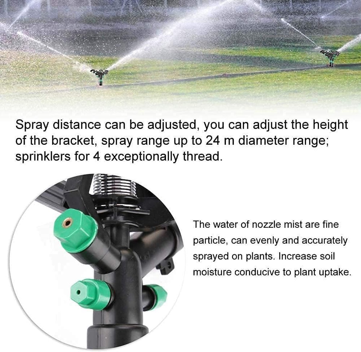 SnelShoppen - Impact Sprinklerkop 360° Rotatie met 4 Watering Spray Nozzles voor 1" Aansluiting, Ideaal voor Tuin, Landbouw en Irrigatie